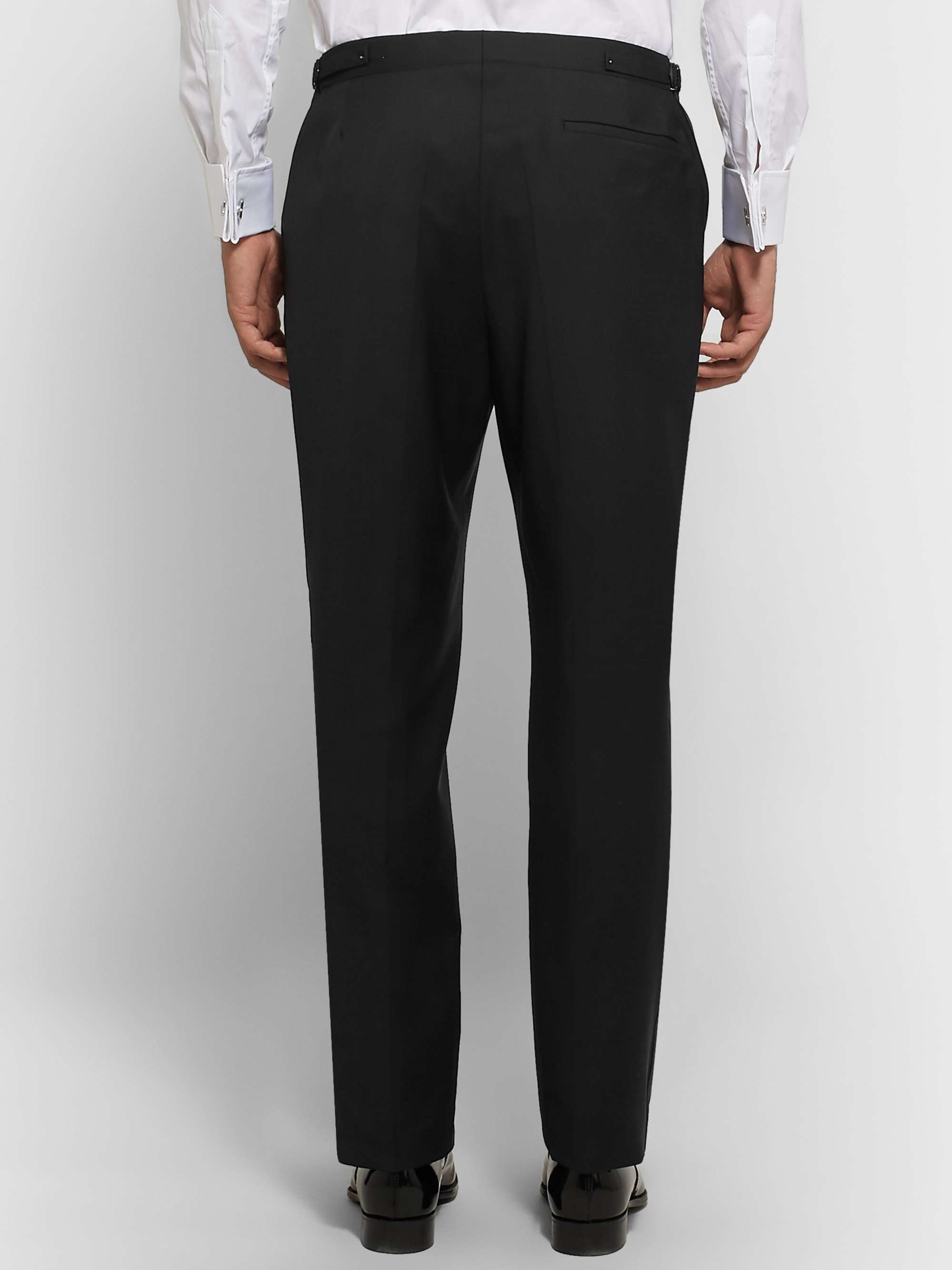RICHARD JAMES Black Satin-Trimmed Wool and Mohair-Blend Tuxedo Trousers