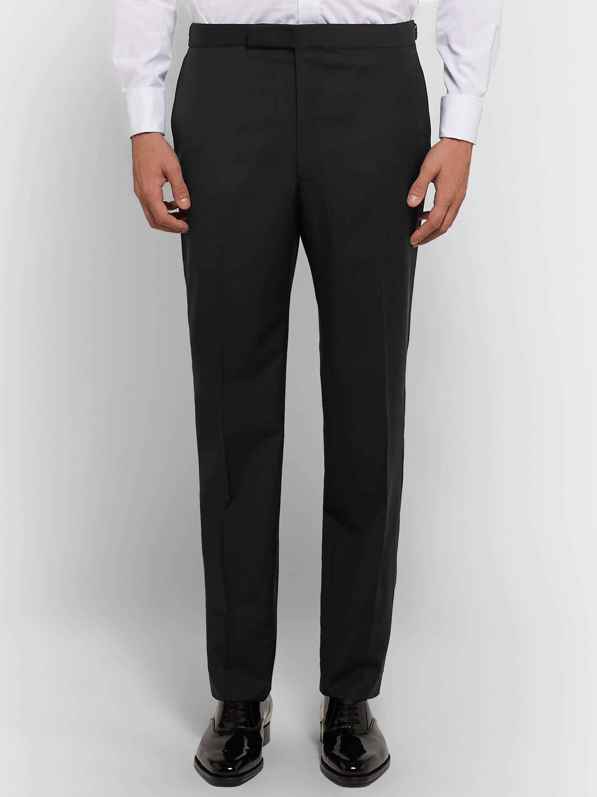 RICHARD JAMES Black Satin-Trimmed Wool and Mohair-Blend Tuxedo Trousers