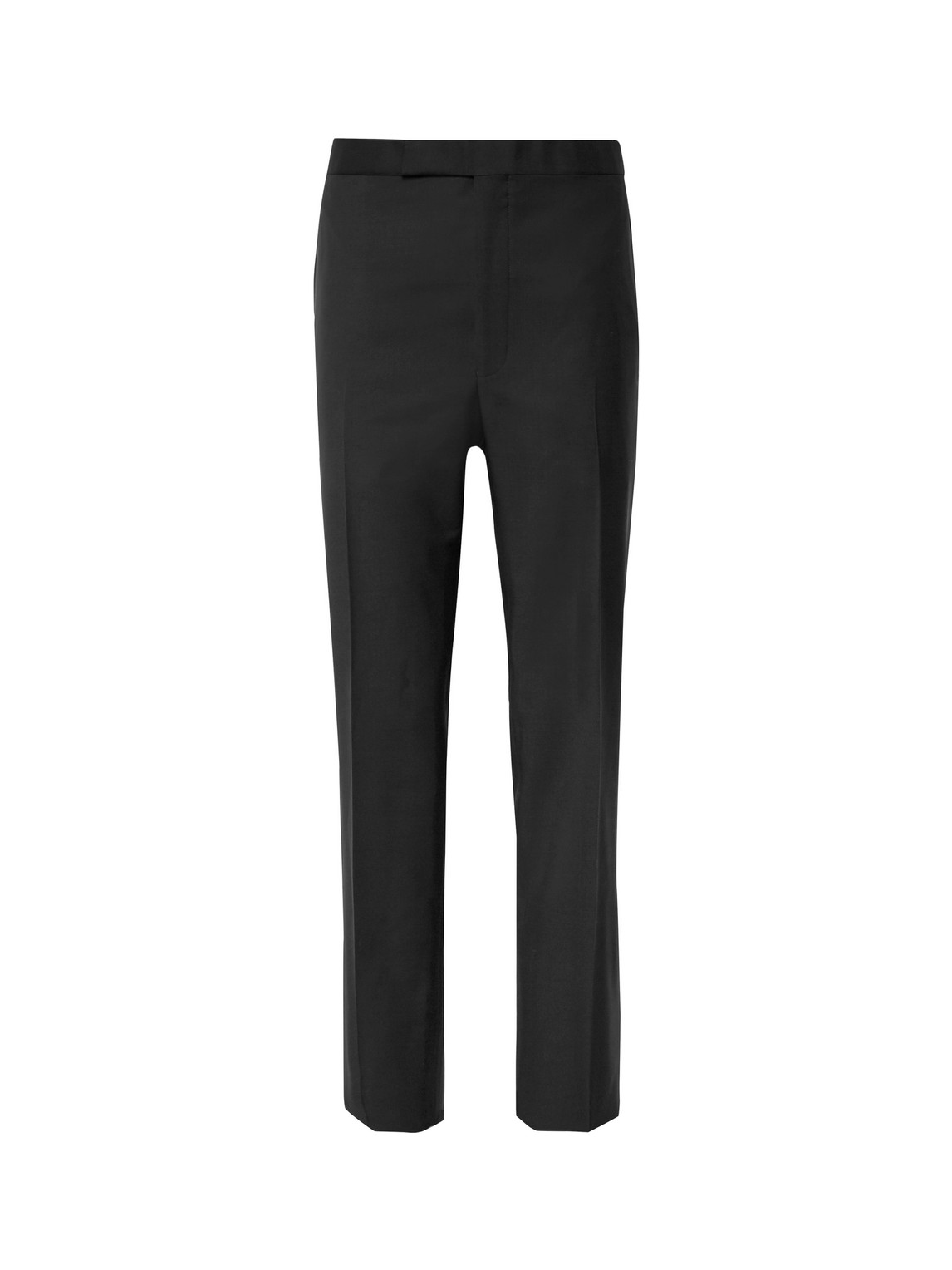 Black Satin-Trimmed Wool and Mohair-Blend Tuxedo Trousers