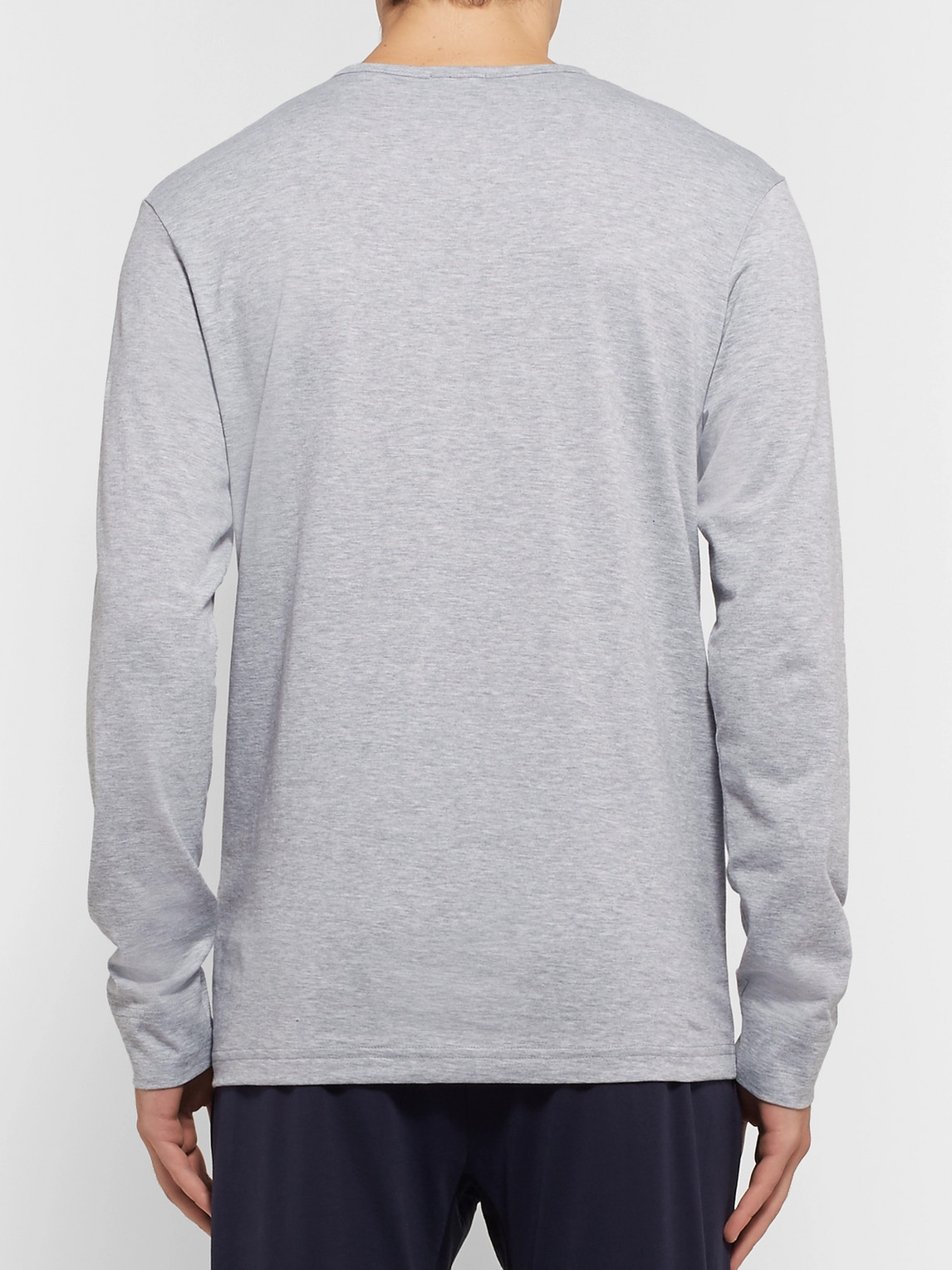 Shop Håndværk Pima Cotton-jersey Henley Pyjama Shirt In Gray