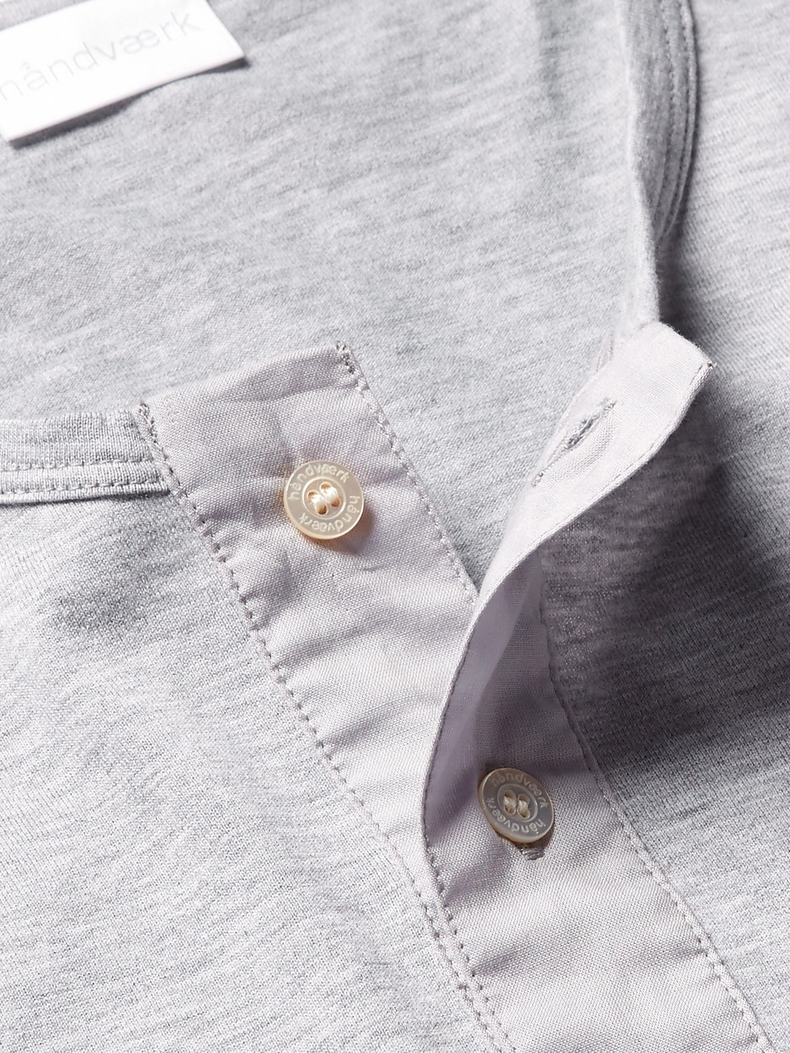 Shop Håndværk Pima Cotton-jersey Henley Pyjama Shirt In Gray