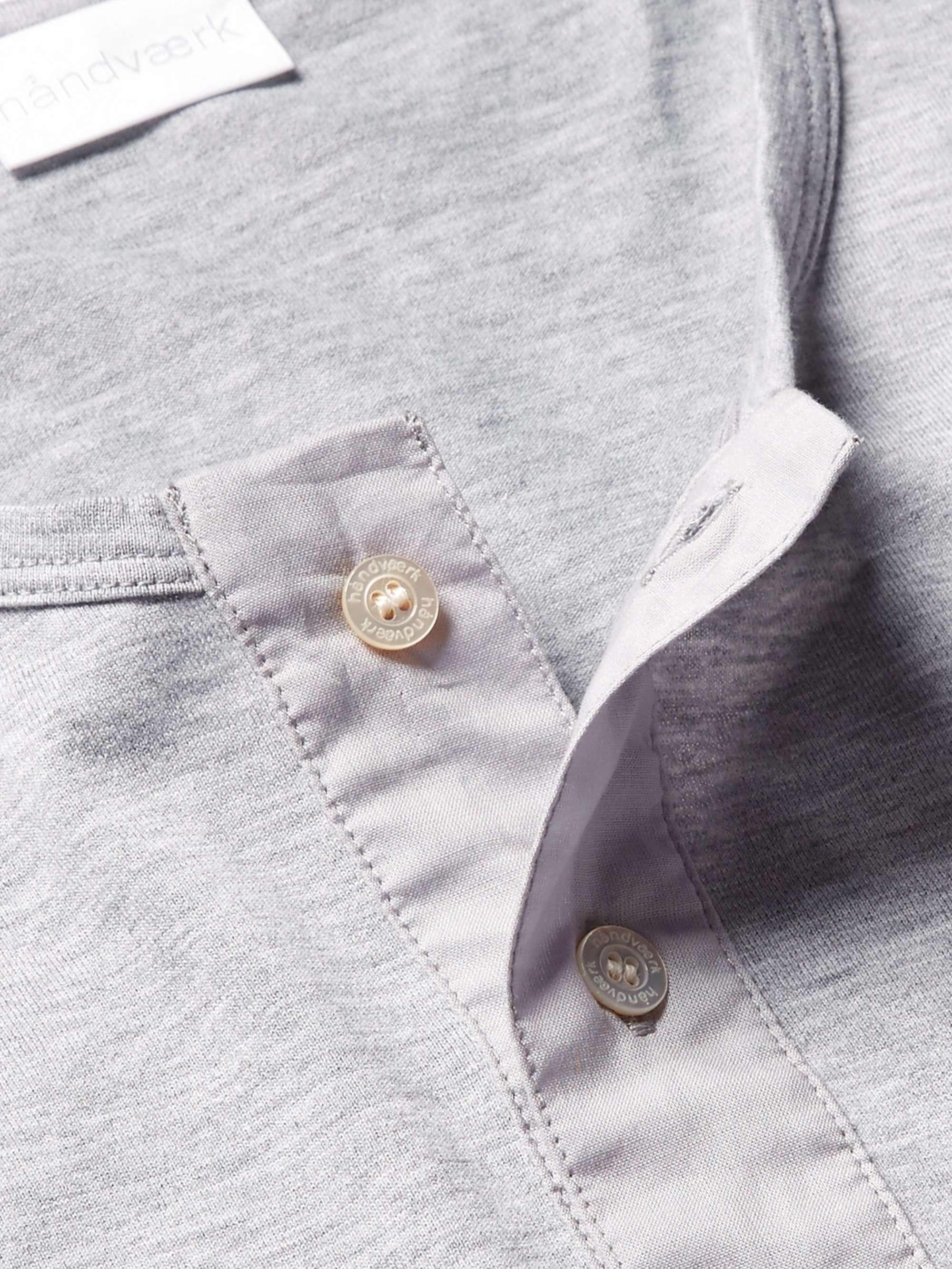 HANDVAERK Pima Cotton-Jersey Henley Pyjama T-Shirt