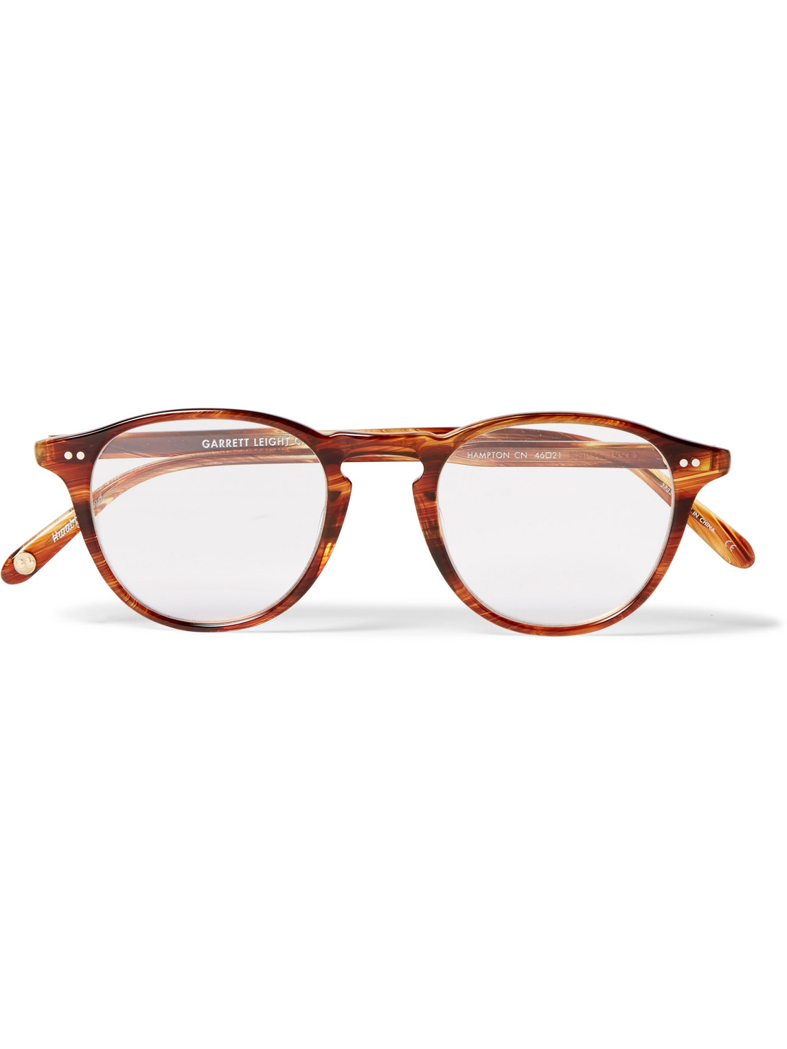 Garrett Leight California Optical Hampton Round-frame Acetate And Gold-tone Optical Glasses With Clip-on Uv Lenses In Brown