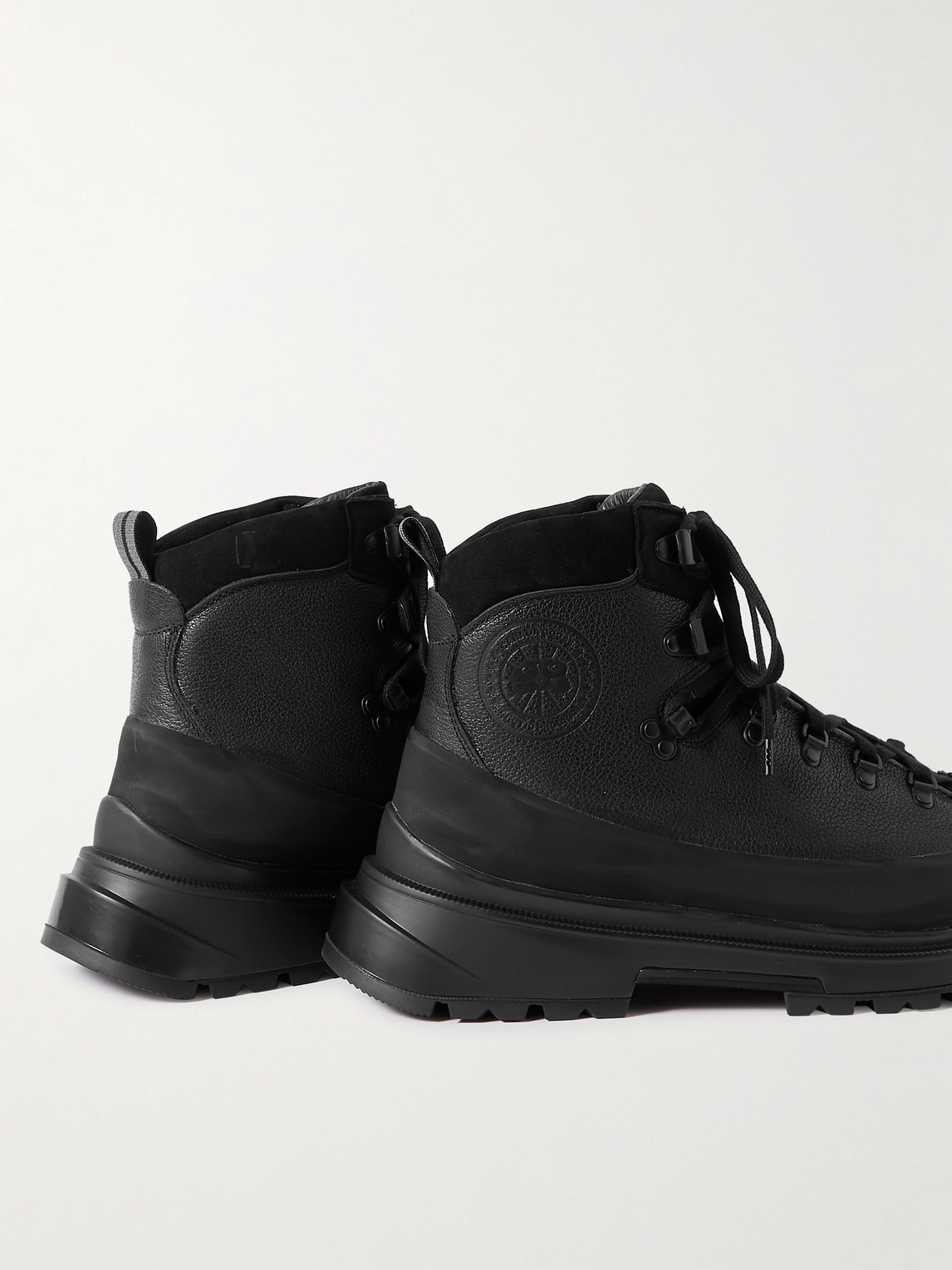 Shop Canada Goose Journey Rubber And Nubuck-trimmed Full-grain Leather Hiking Boots In Black