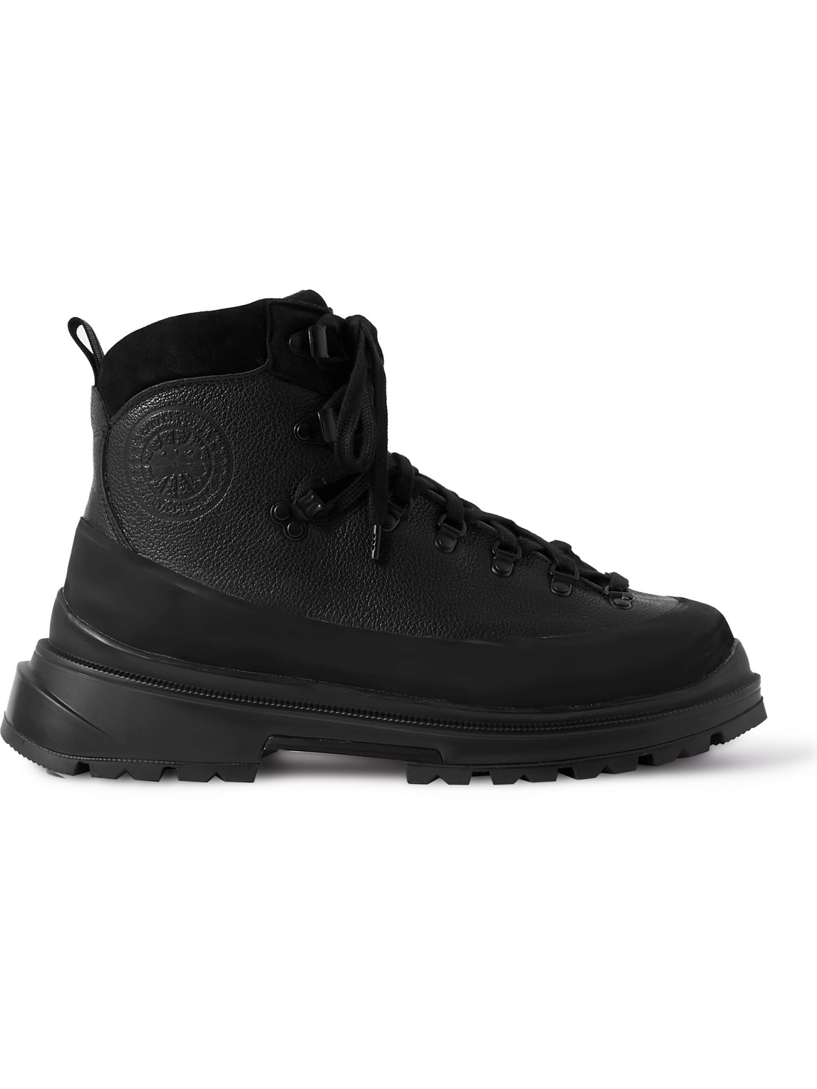 Shop Canada Goose Journey Rubber And Nubuck-trimmed Full-grain Leather Hiking Boots In Black