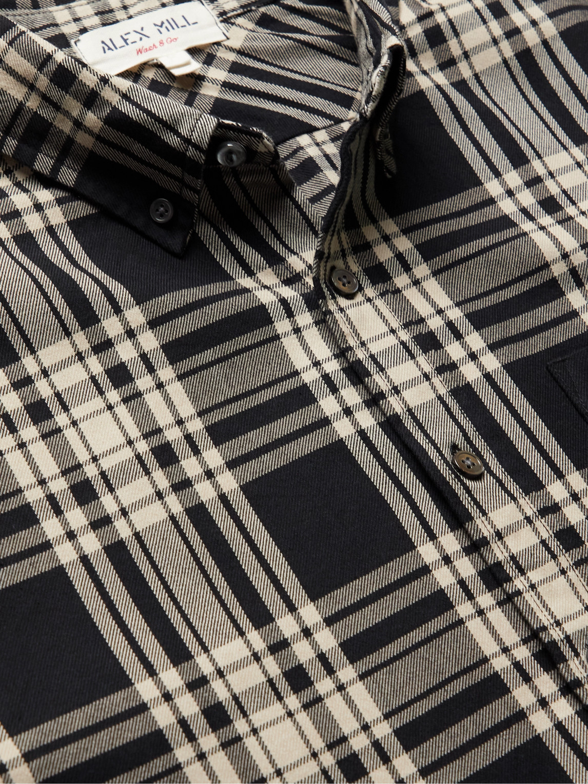 Shop Alex Mill Mill Button-down Collar Checked Cotton Shirt In Black
