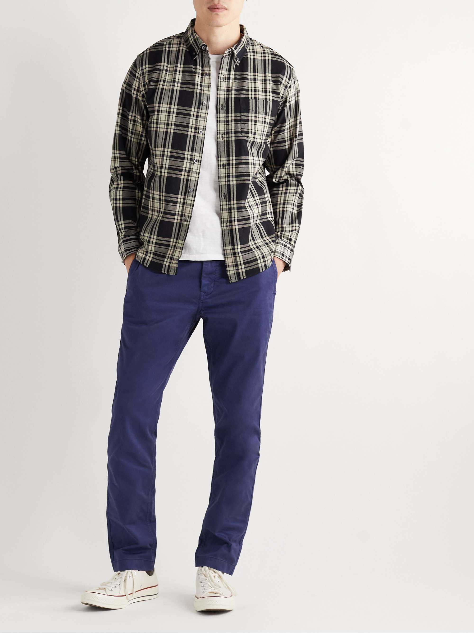 ALEX MILL Mill Button-Down Collar Checked Cotton Shirt