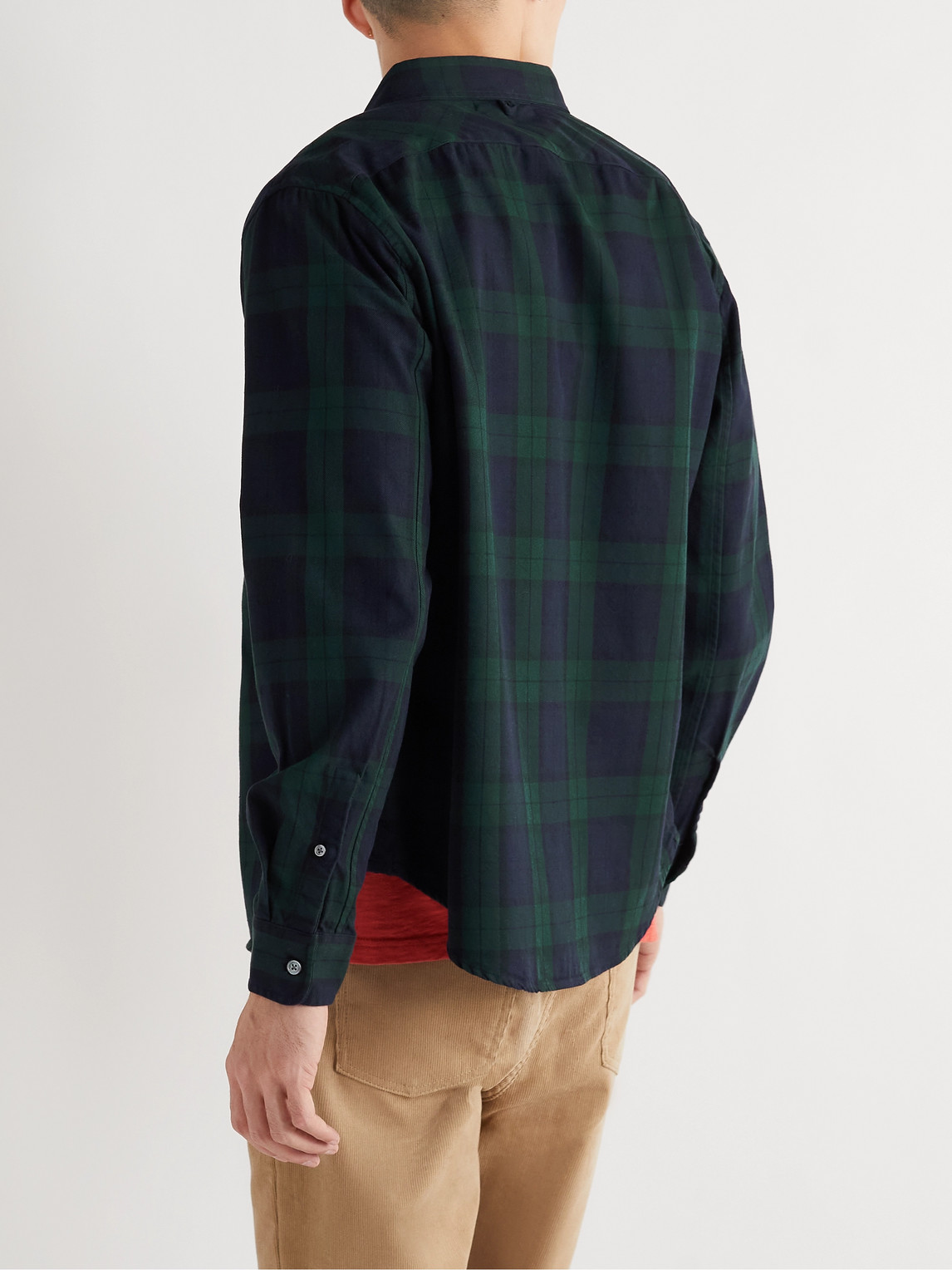 Shop Alex Mill Mill Button-down Collar Checked Cotton Shirt In Green