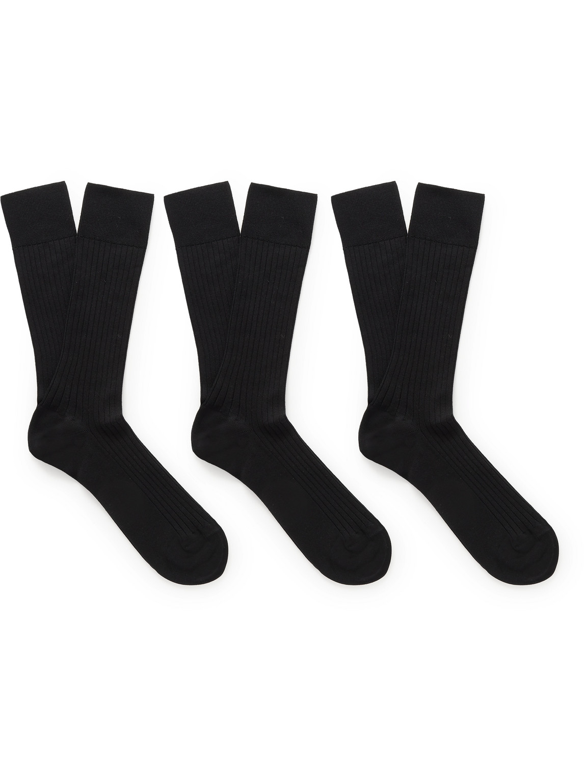 Nn07 Three-pack Ribbed Cotton-blend Socks In Black