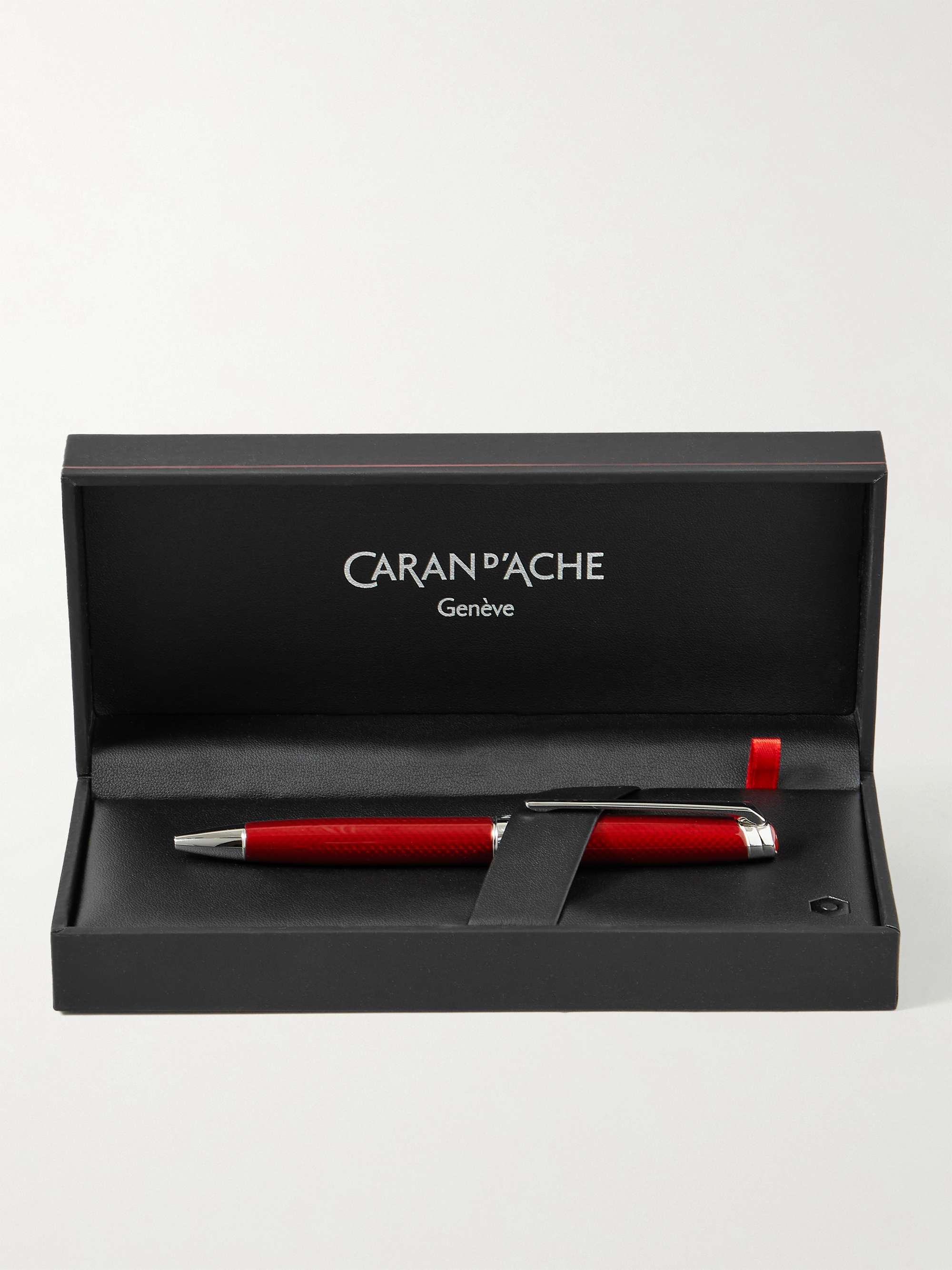 CARAN D'ACHE Léman Rouge Rhodium-Plated and Lacquered Ballpoint Pen