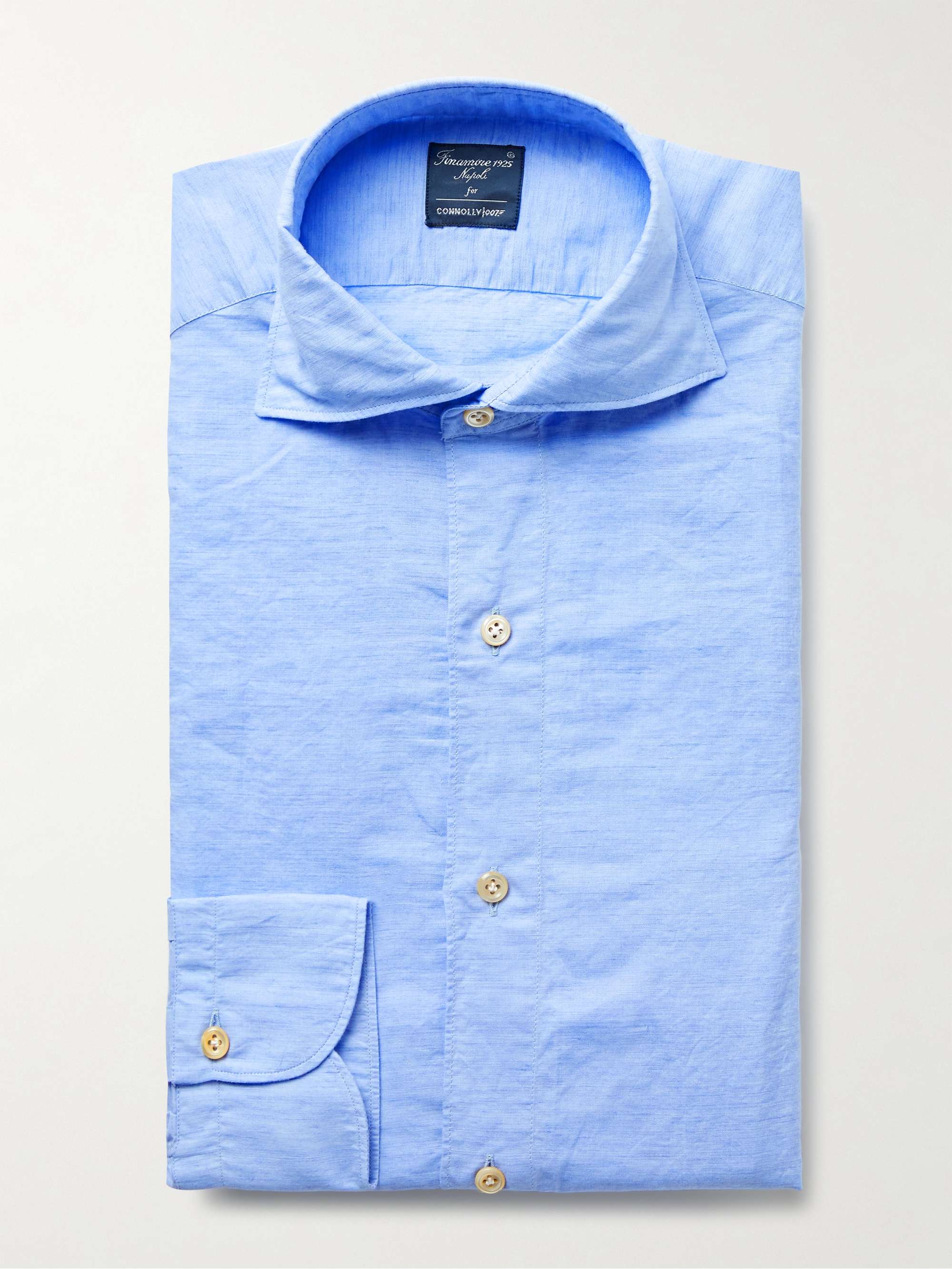 CONNOLLY + Finamore + 007 Cutaway-Collar Linen Shirt