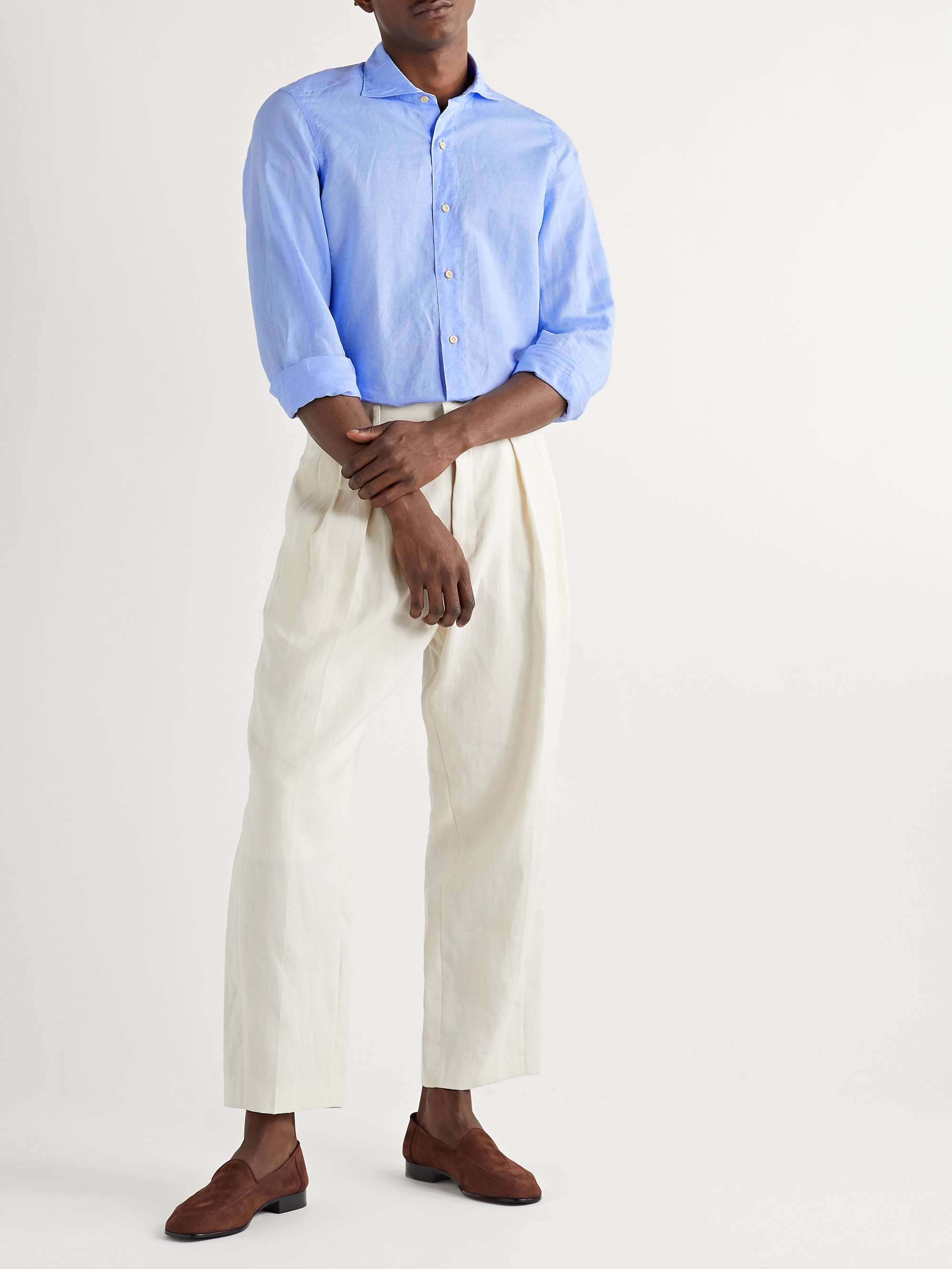 CONNOLLY + Finamore + 007 Cutaway-Collar Linen Shirt