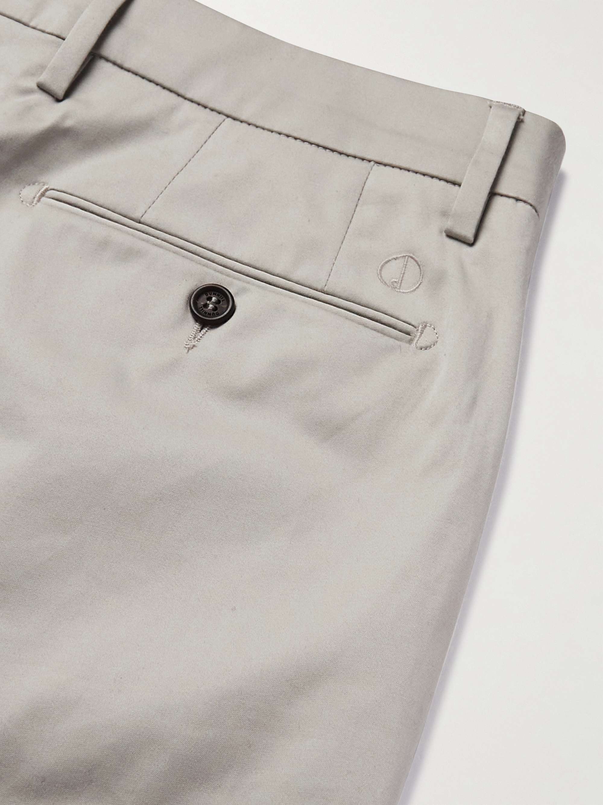 DUNHILL Tapered Stretch Cotton and Mulberry Silk-Blend Chinos