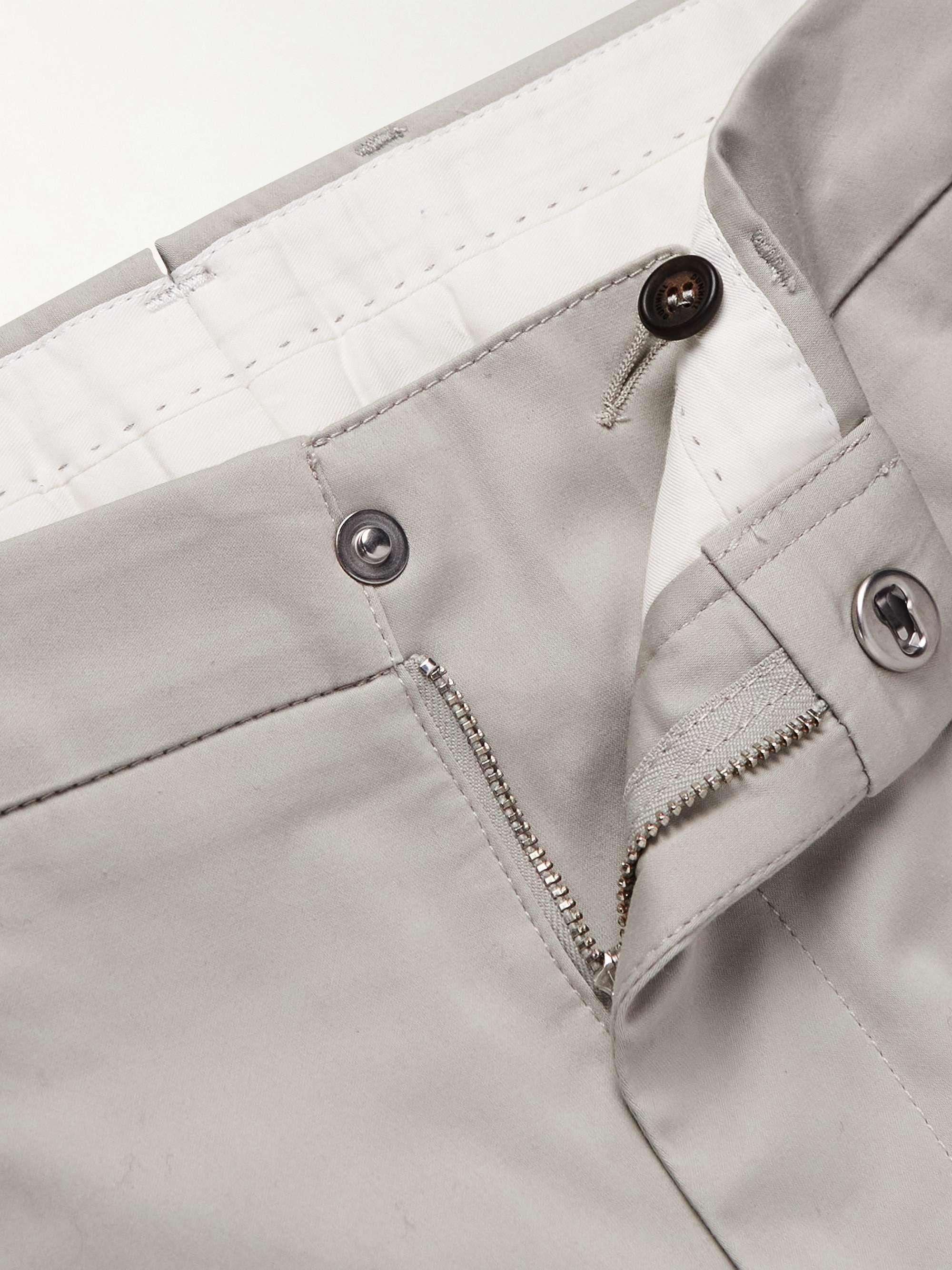 DUNHILL Tapered Stretch Cotton and Mulberry Silk-Blend Chinos