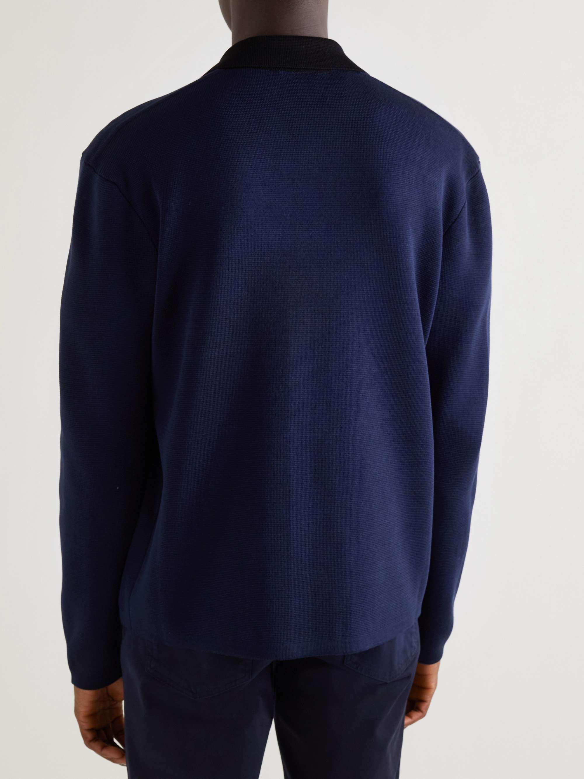DUNHILL Colour-Block Mulberry Silk Zip-Up Cardigan