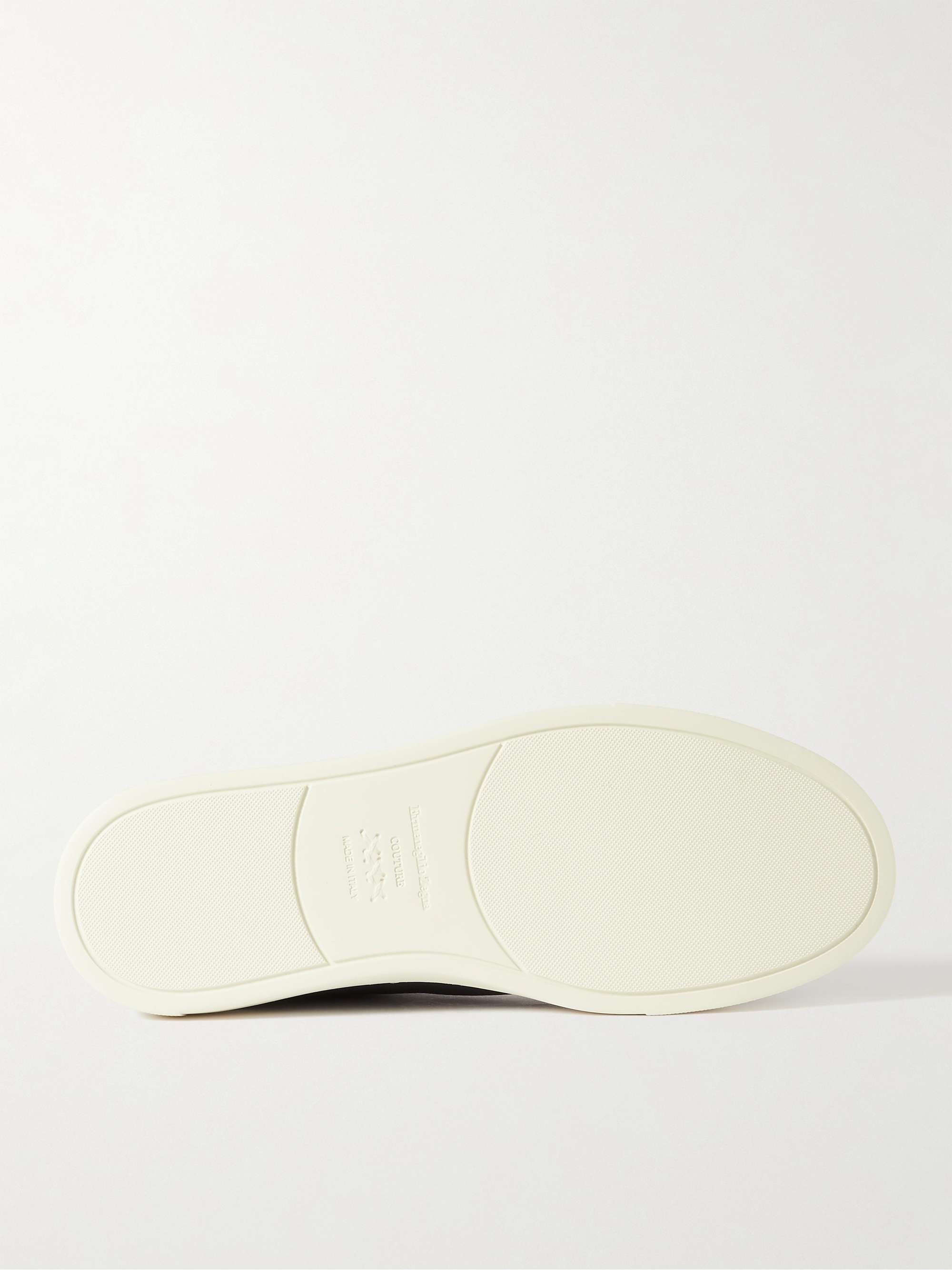 ZEGNA Full-Grain Leather Slip-On Sneakers