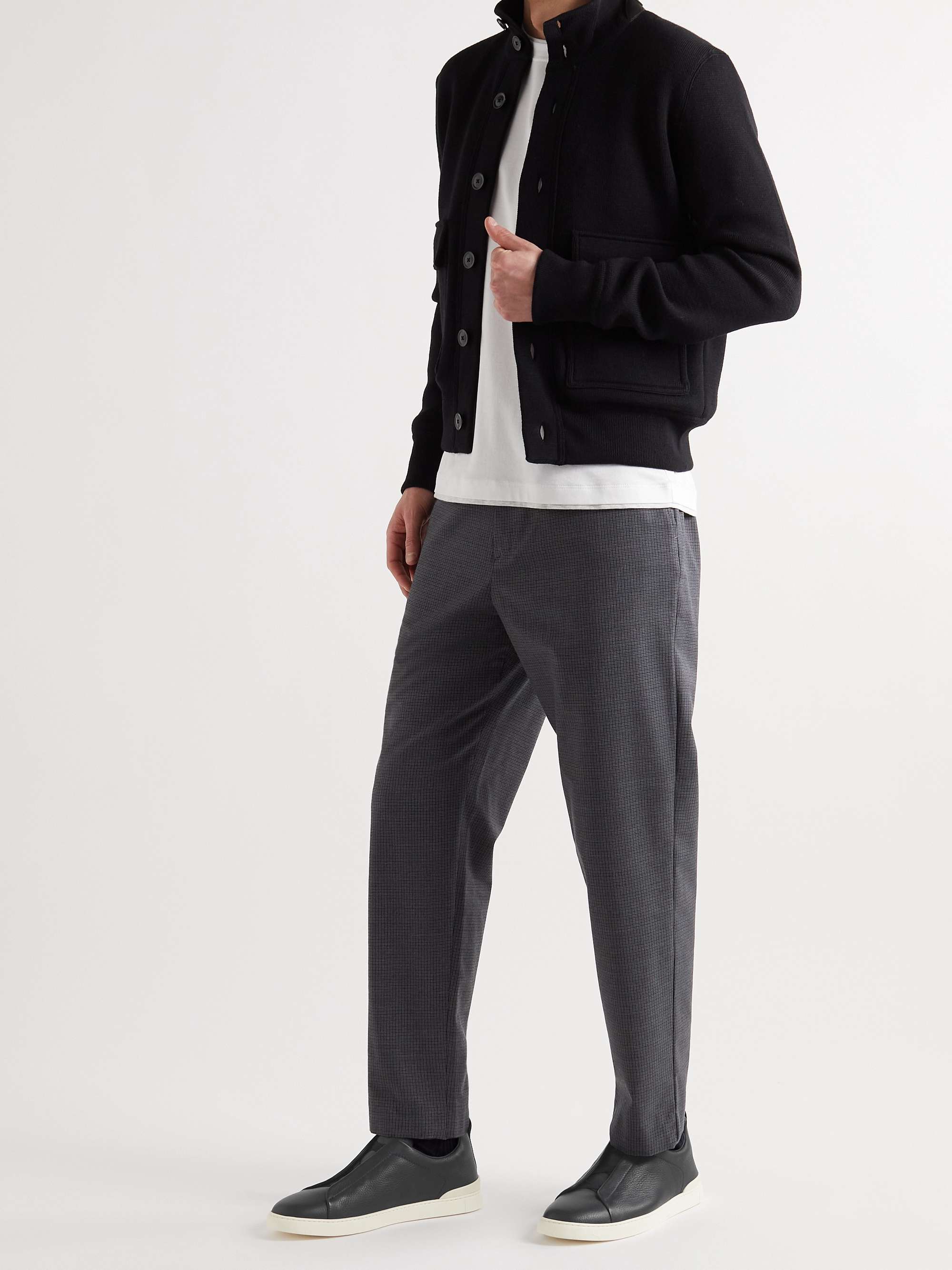 ZEGNA Full-Grain Leather Slip-On Sneakers