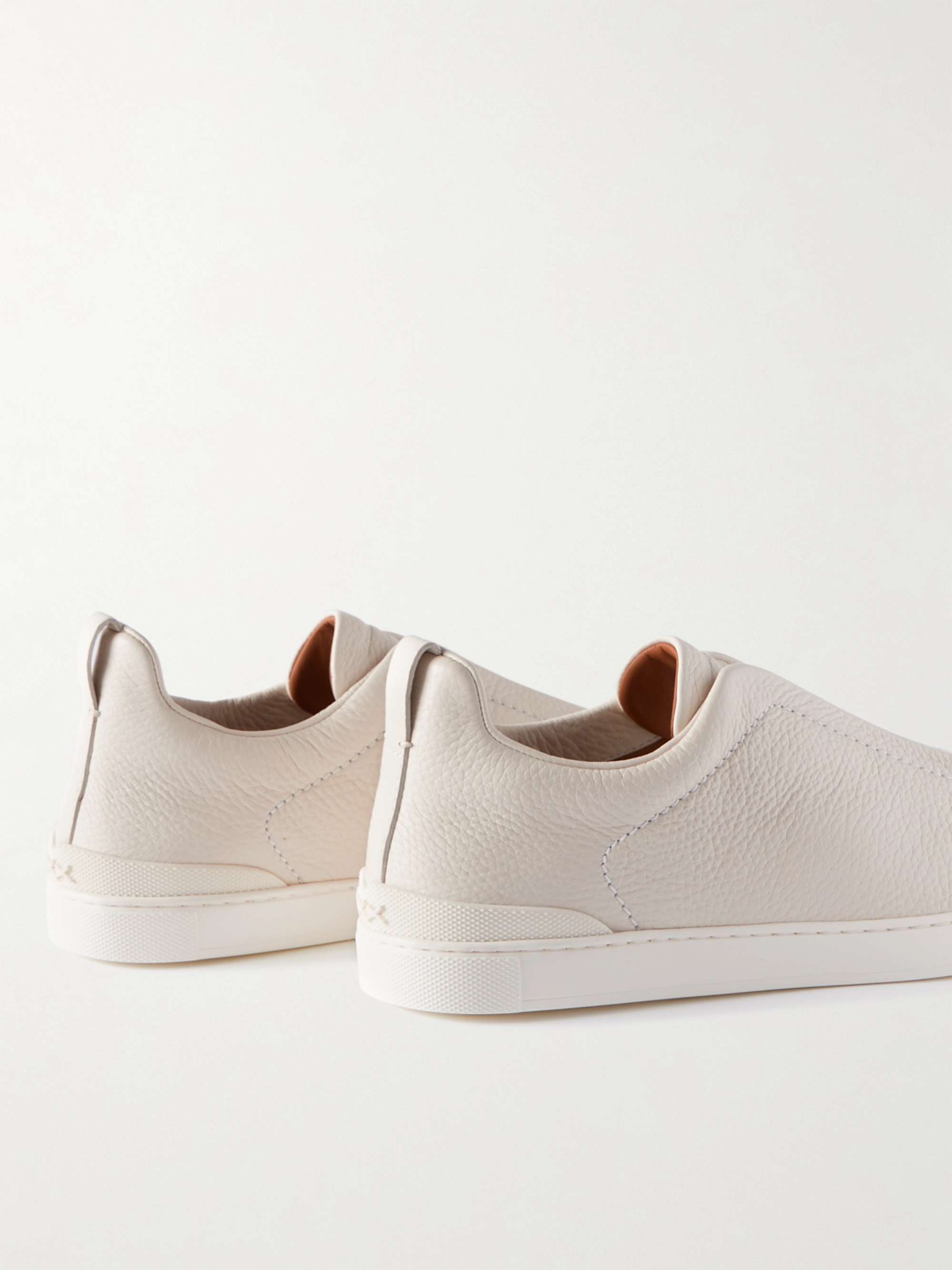 ZEGNA Full-Grain Leather Slip-On Sneakers