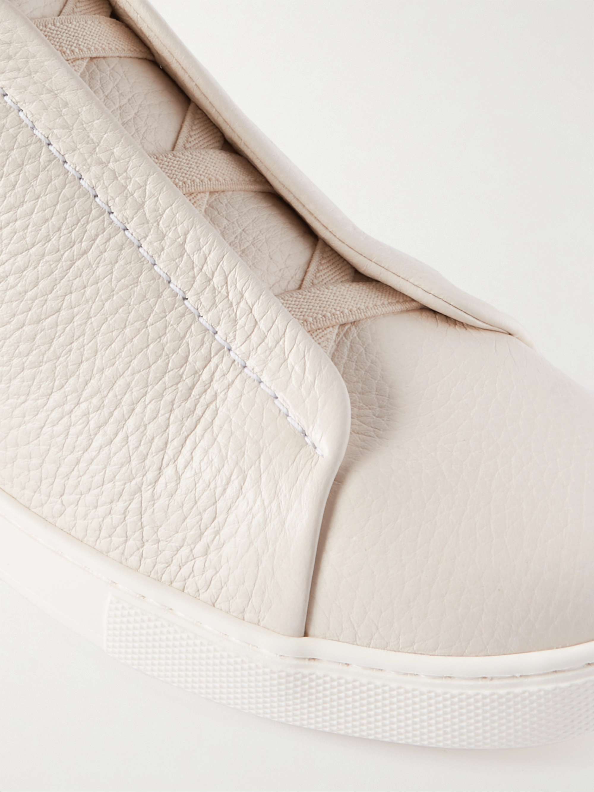 ZEGNA Full-Grain Leather Slip-On Sneakers