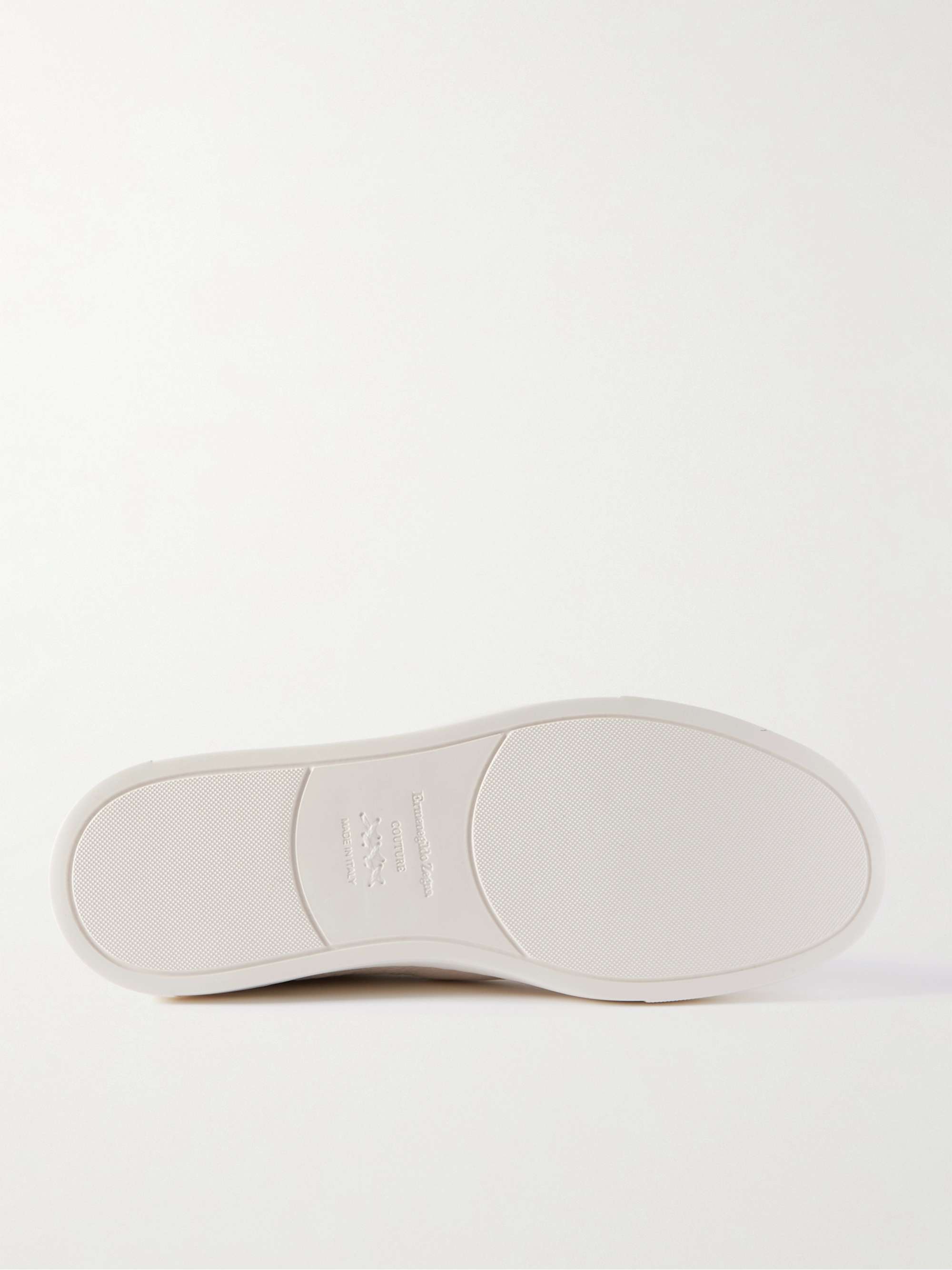 ZEGNA Full-Grain Leather Slip-On Sneakers