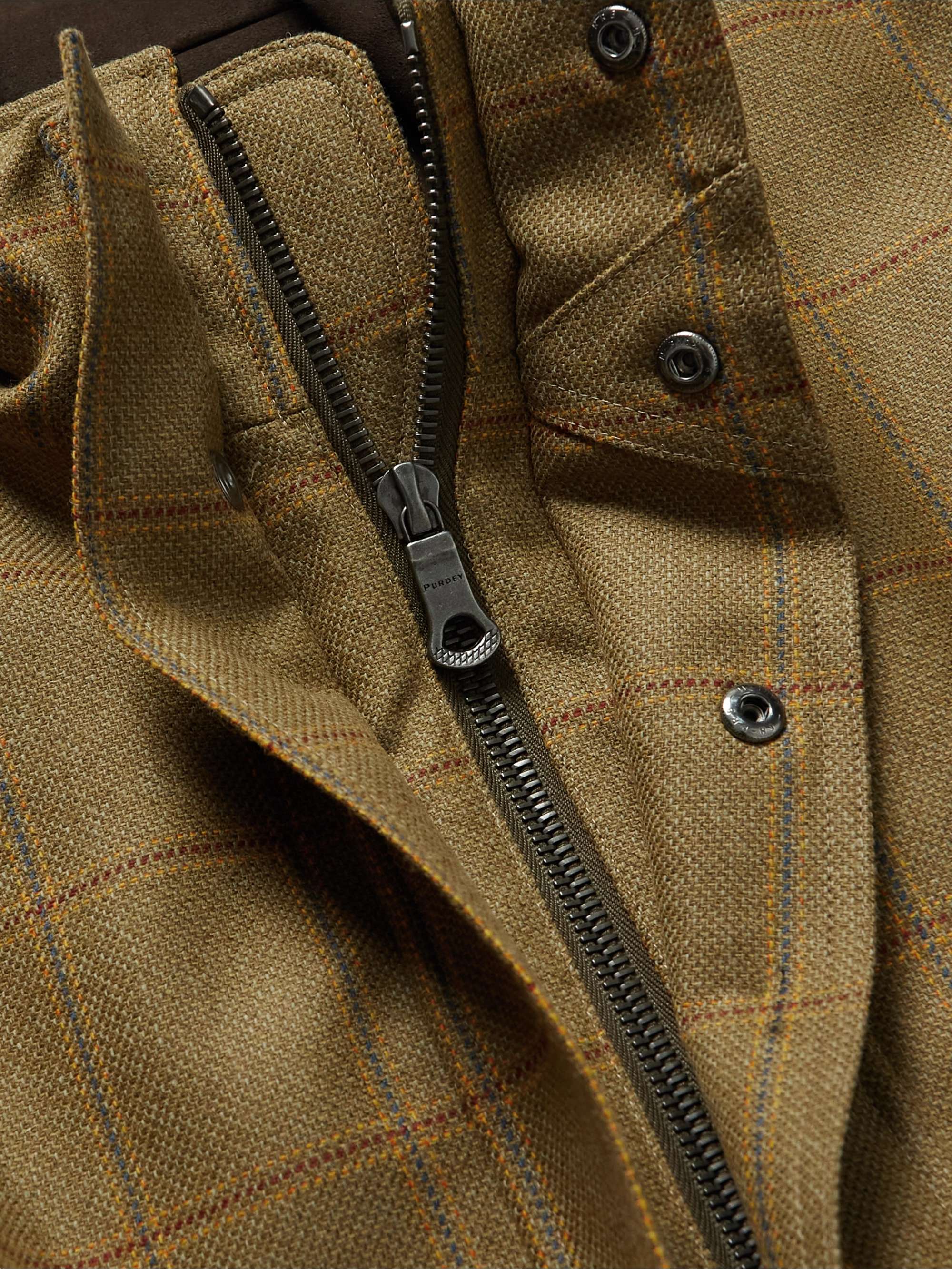 PURDEY Checked Herringbone Wool-Blend Tweed Coat