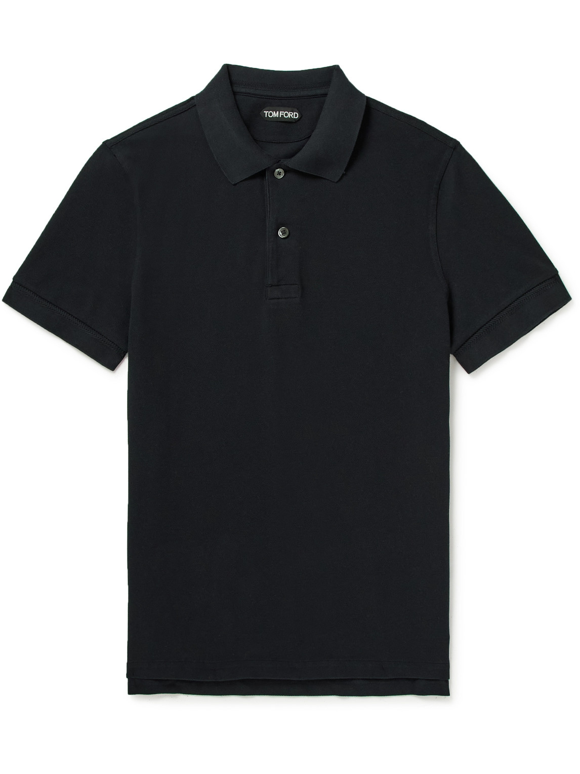 Tom Ford Straight-hem Regular-fit Cotton-piqué Polo Shirt In Black