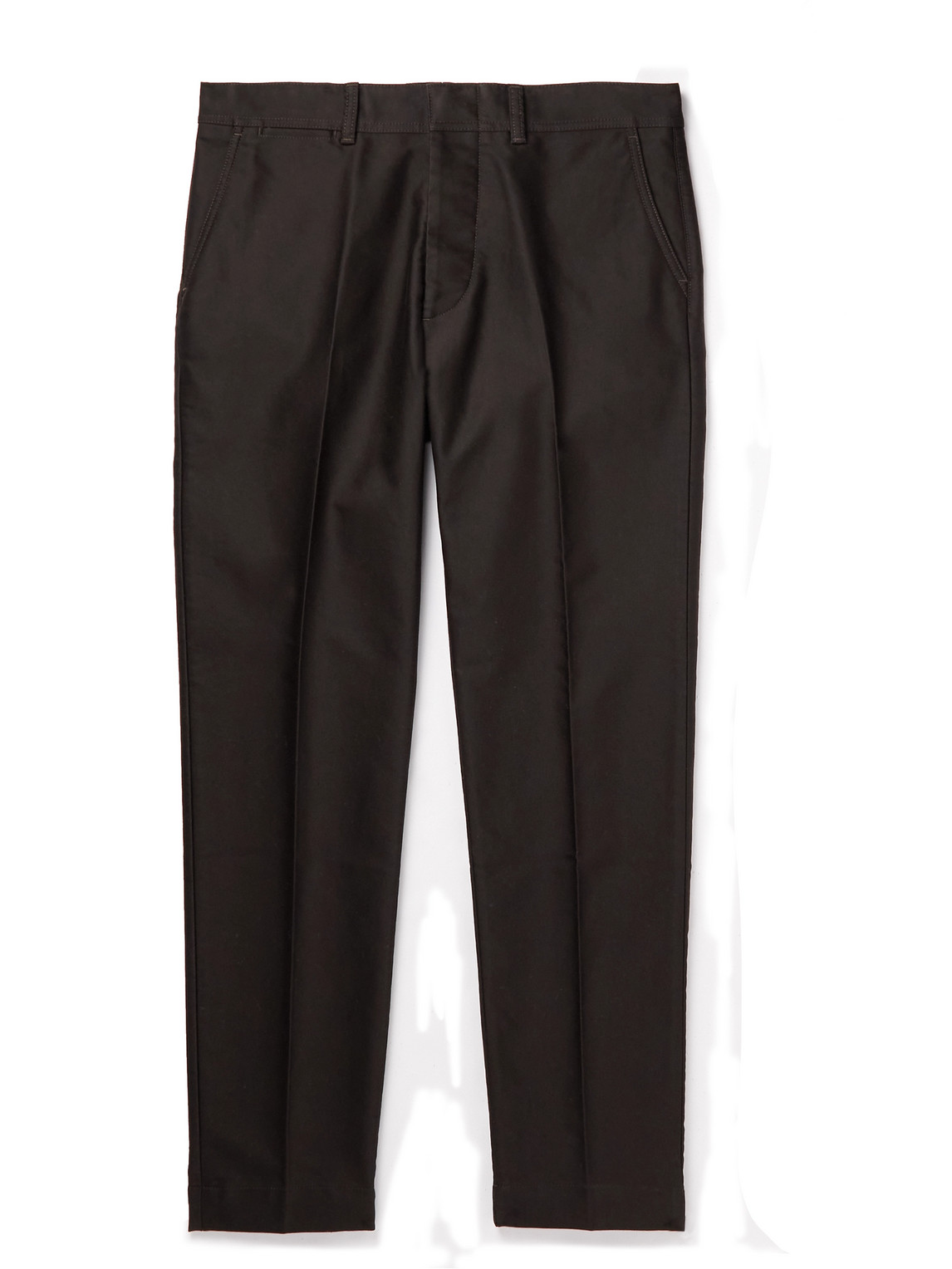 Tom Ford Slim-fit Tapered Pleated Cotton Chinos In Black