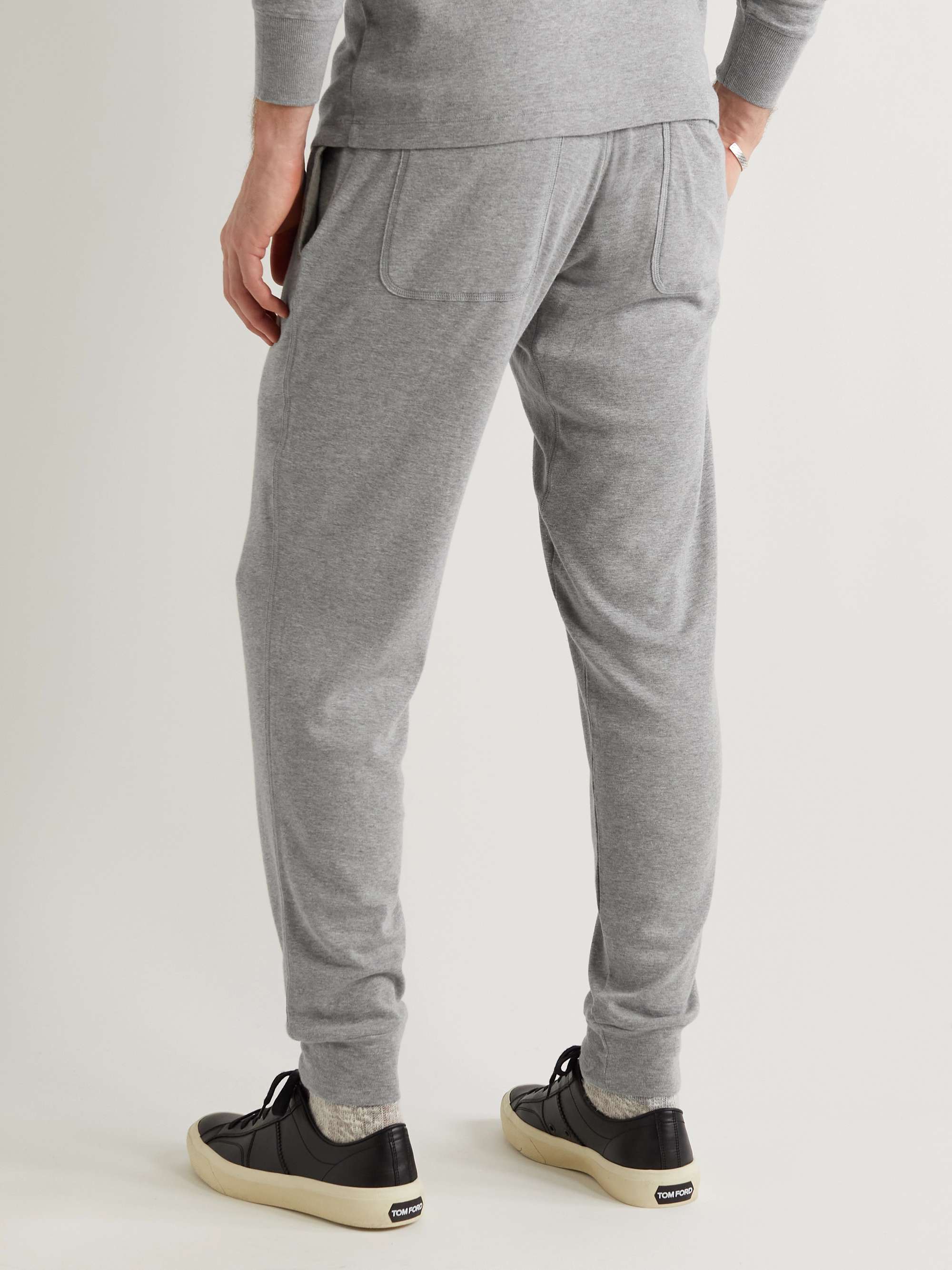 TOM FORD Tapered Brushed Cotton and Modal-Blend Jersey Sweatpants