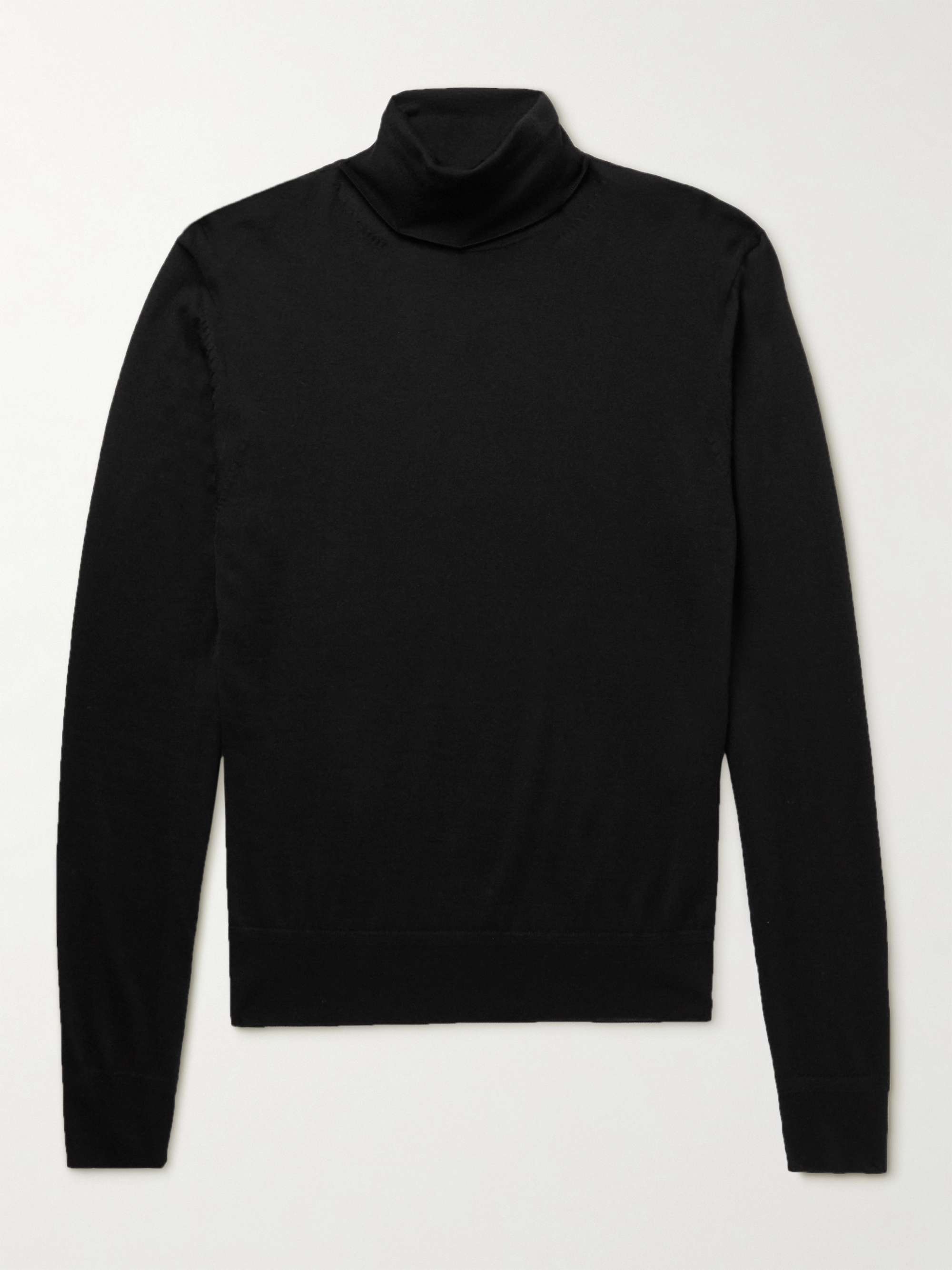 Cashmere Mix Roll Neck Jumper, Black