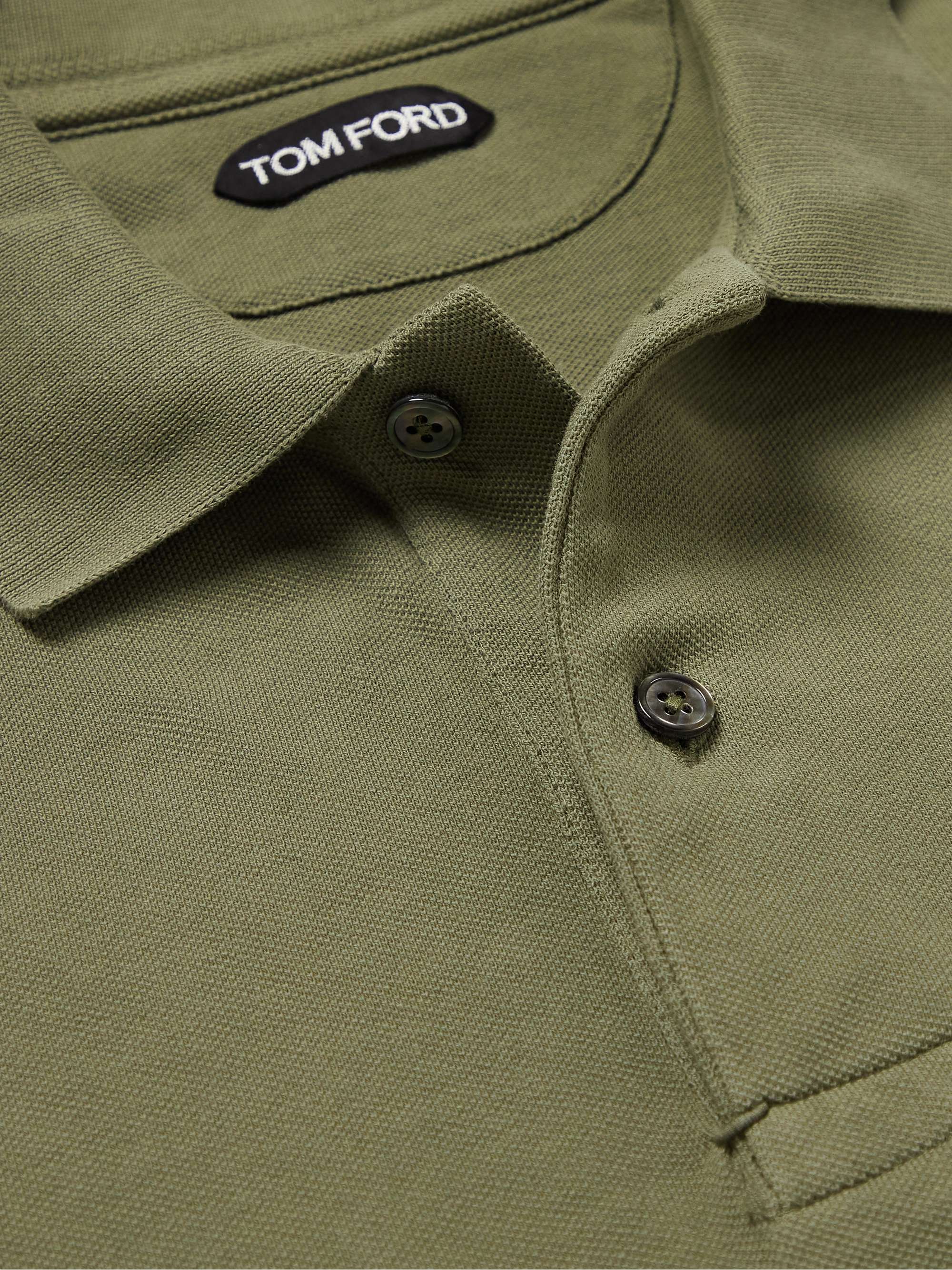 TOM FORD Garment-Dyed Cotton-Piqué Polo Shirt