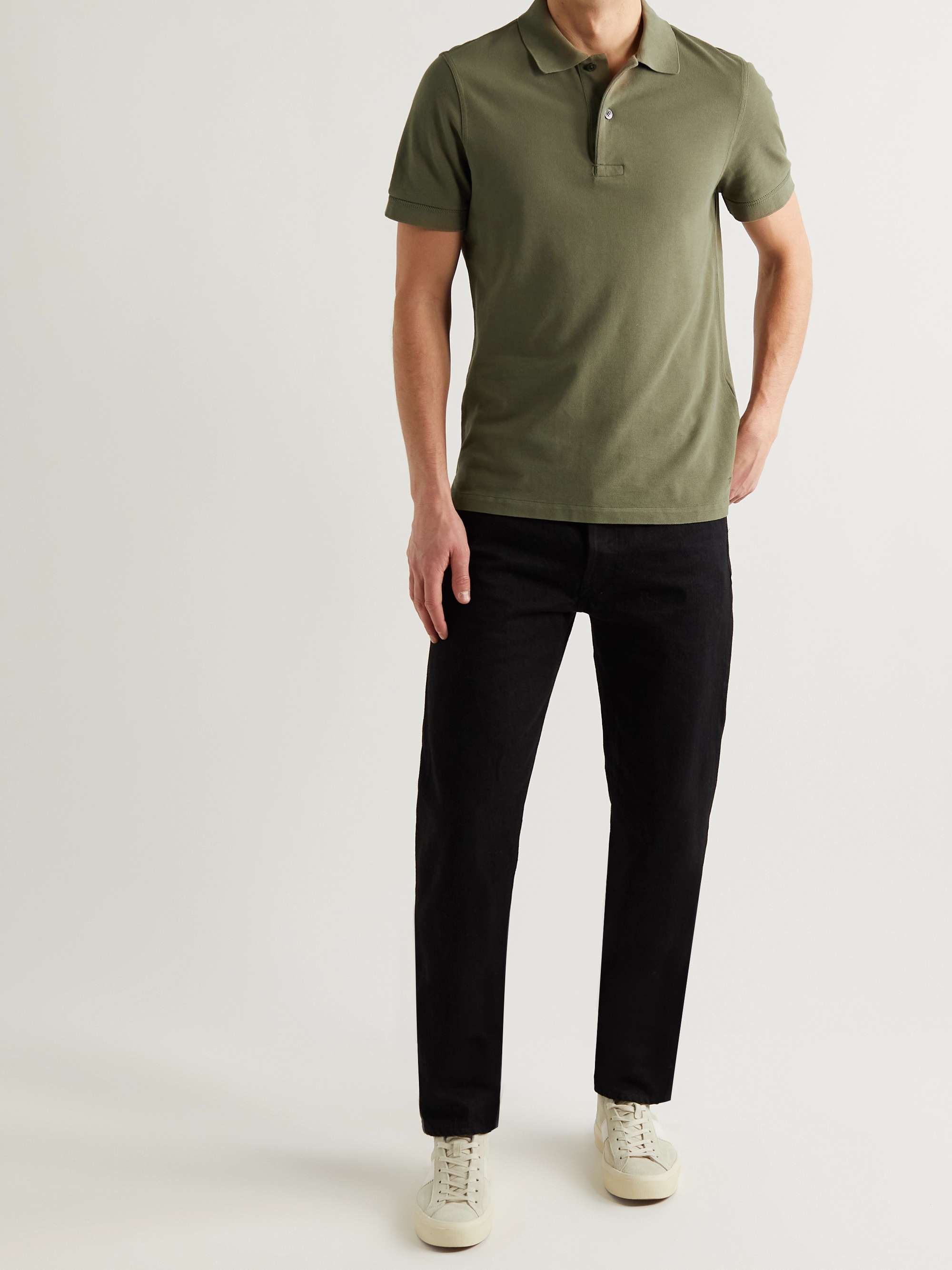 TOM FORD Garment-Dyed Cotton-Piqué Polo Shirt