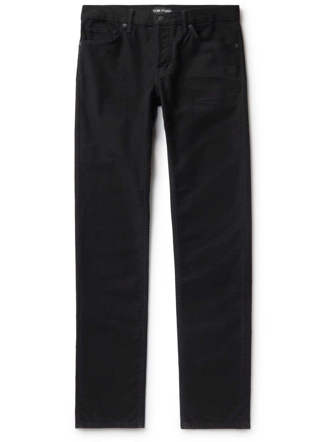 Tom Ford Slim-fit Stretch-cotton Moleskin Trousers In Black