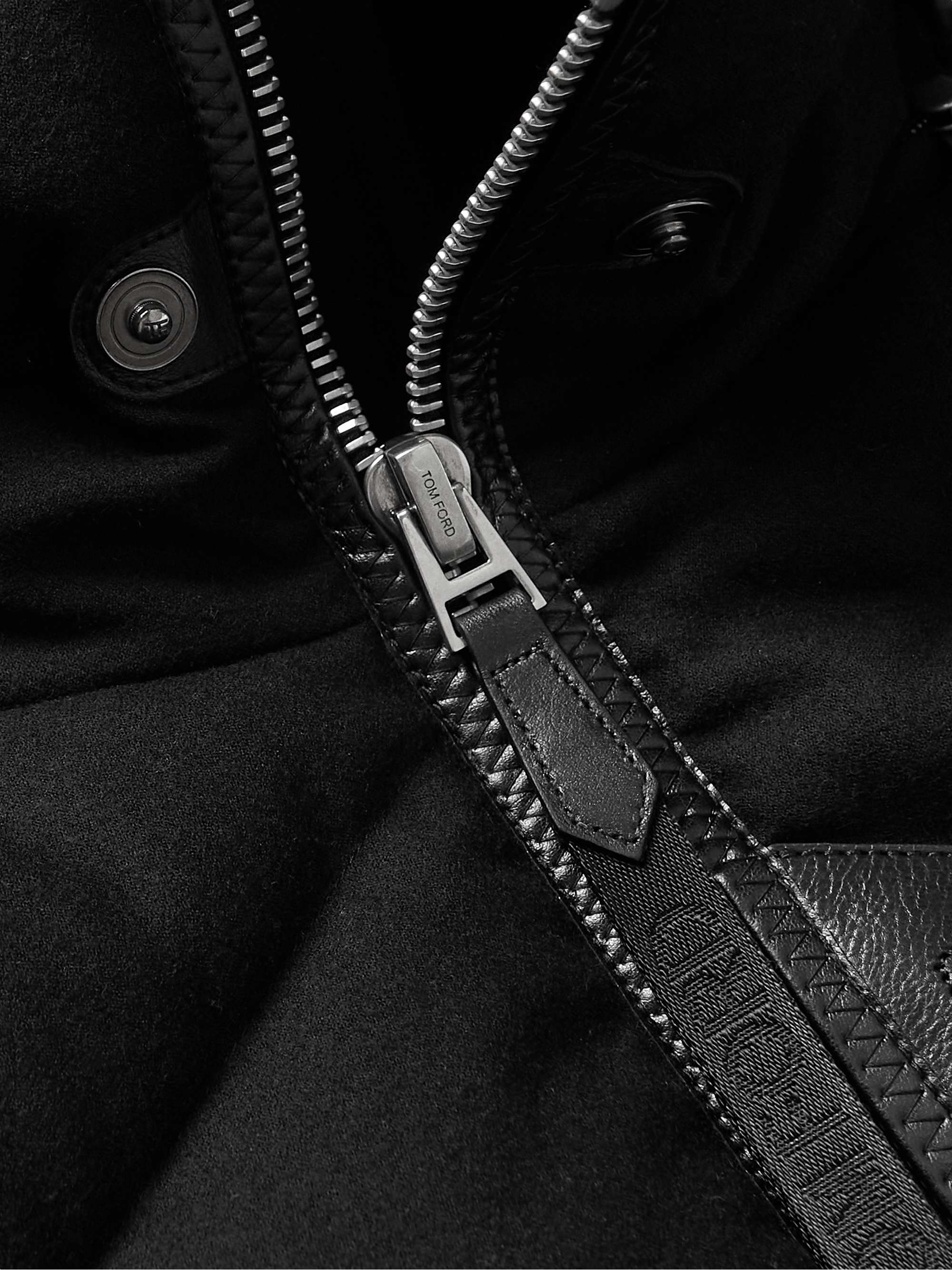 TOM FORD Leather-Trimmed Quilted Cashmere and Wool-Blend Hooded Down Gilet