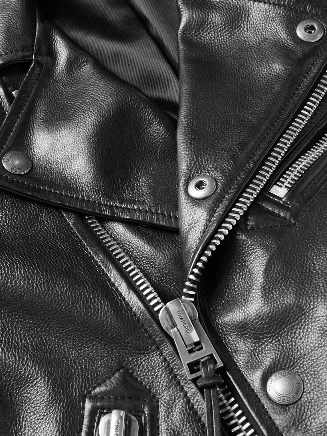 Shop Tom Ford Slim-fit Full-grain Leather Biker Jacket In Black