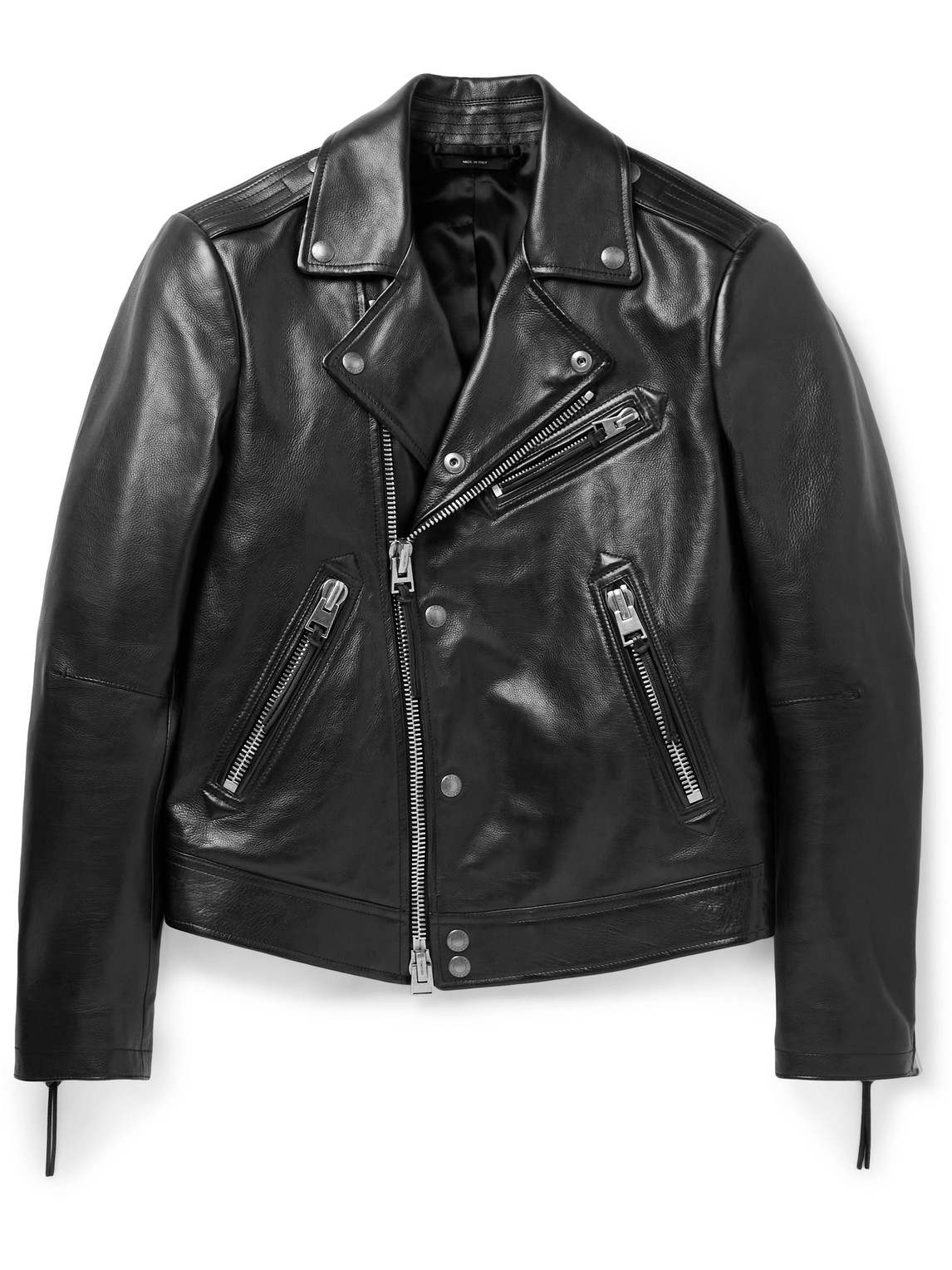 Slim-Fit Full-Grain Leather Biker Jacket