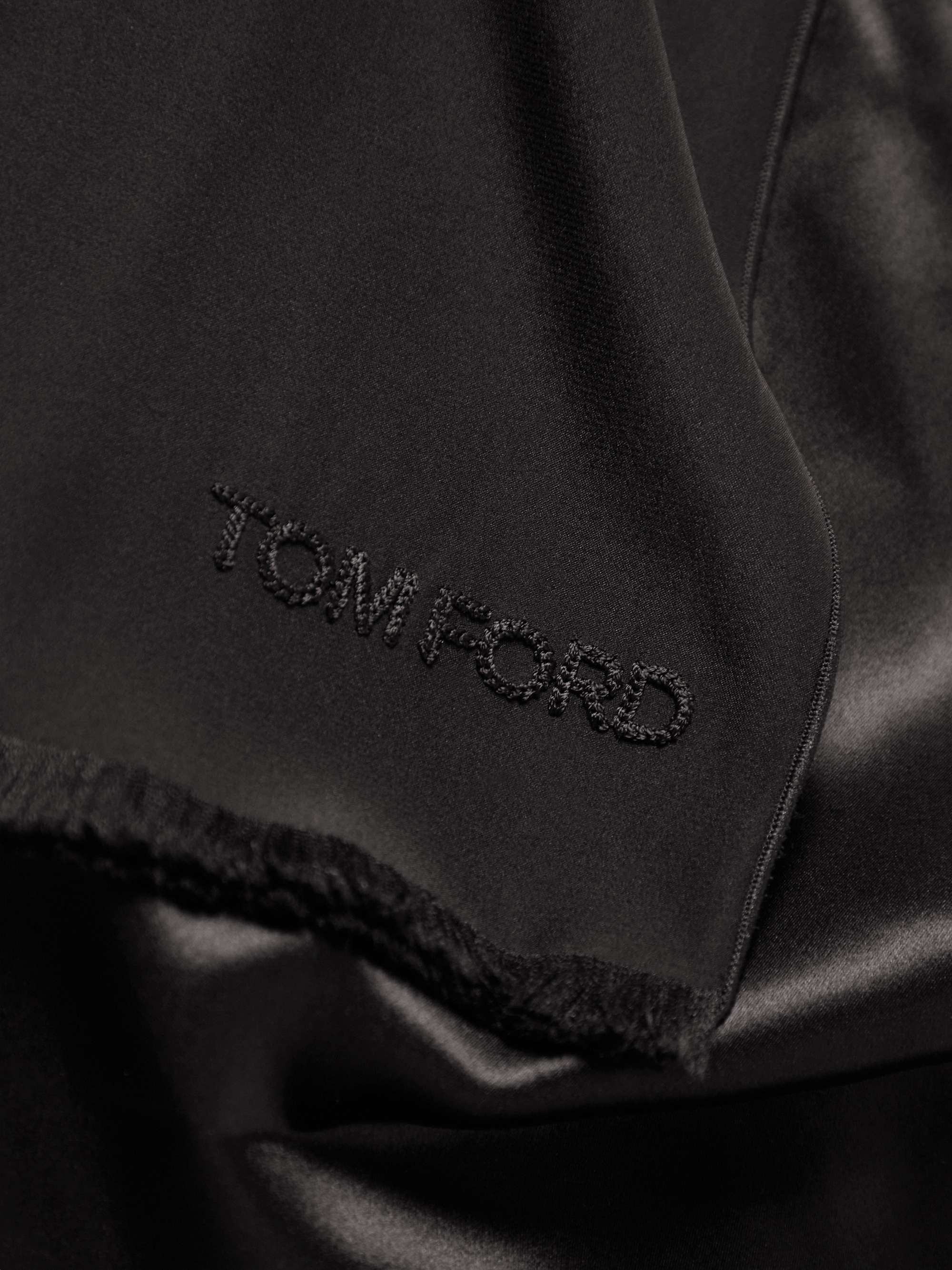 TOM FORD Fringed Logo-Embroidered Silk Scarf