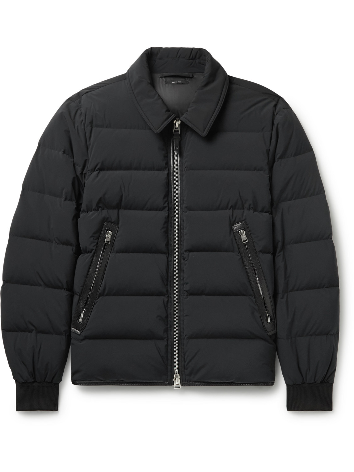 TOM FORD SLIM-FIT LEATHER-TRIMMED QUILTED SHELL DOWN JACKET