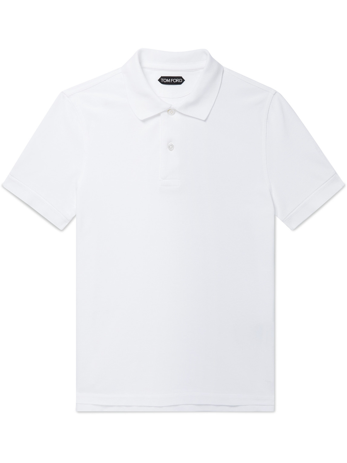 Shop Tom Ford Slim-fit Logo-embroidered Cotton-piqué Polo Shirt In White