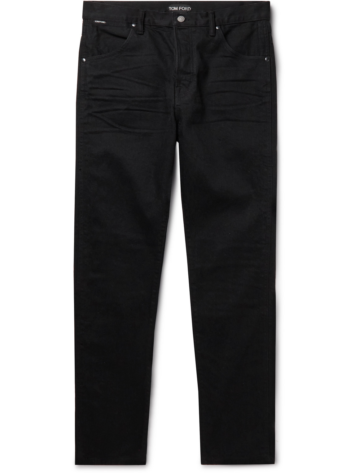 Tom Ford Tapered Selvedge Jeans In Black