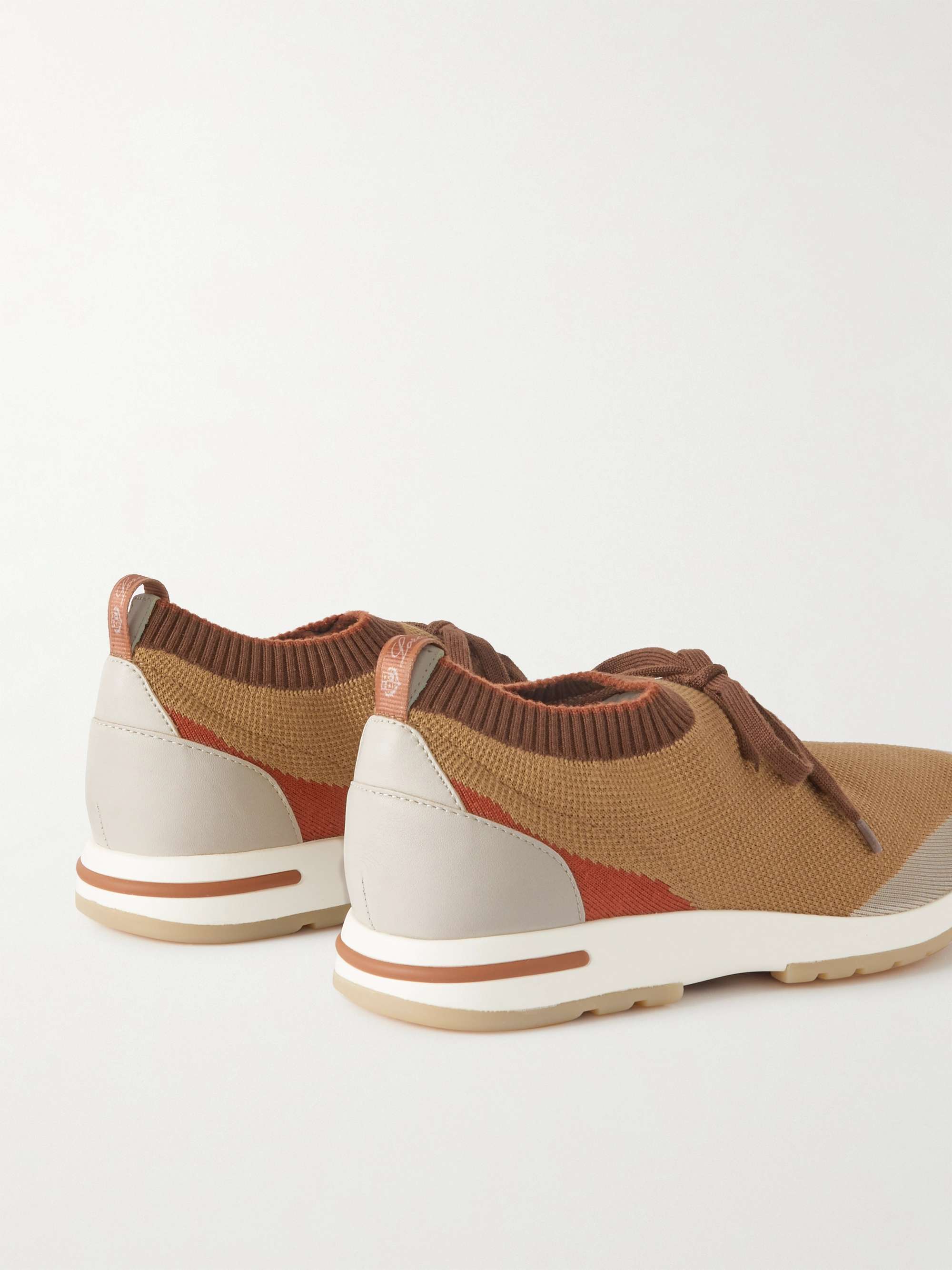 LORO PIANA 360 Flexy Walk Leather-Trimmed Knitted Wish® Silk Sneakers