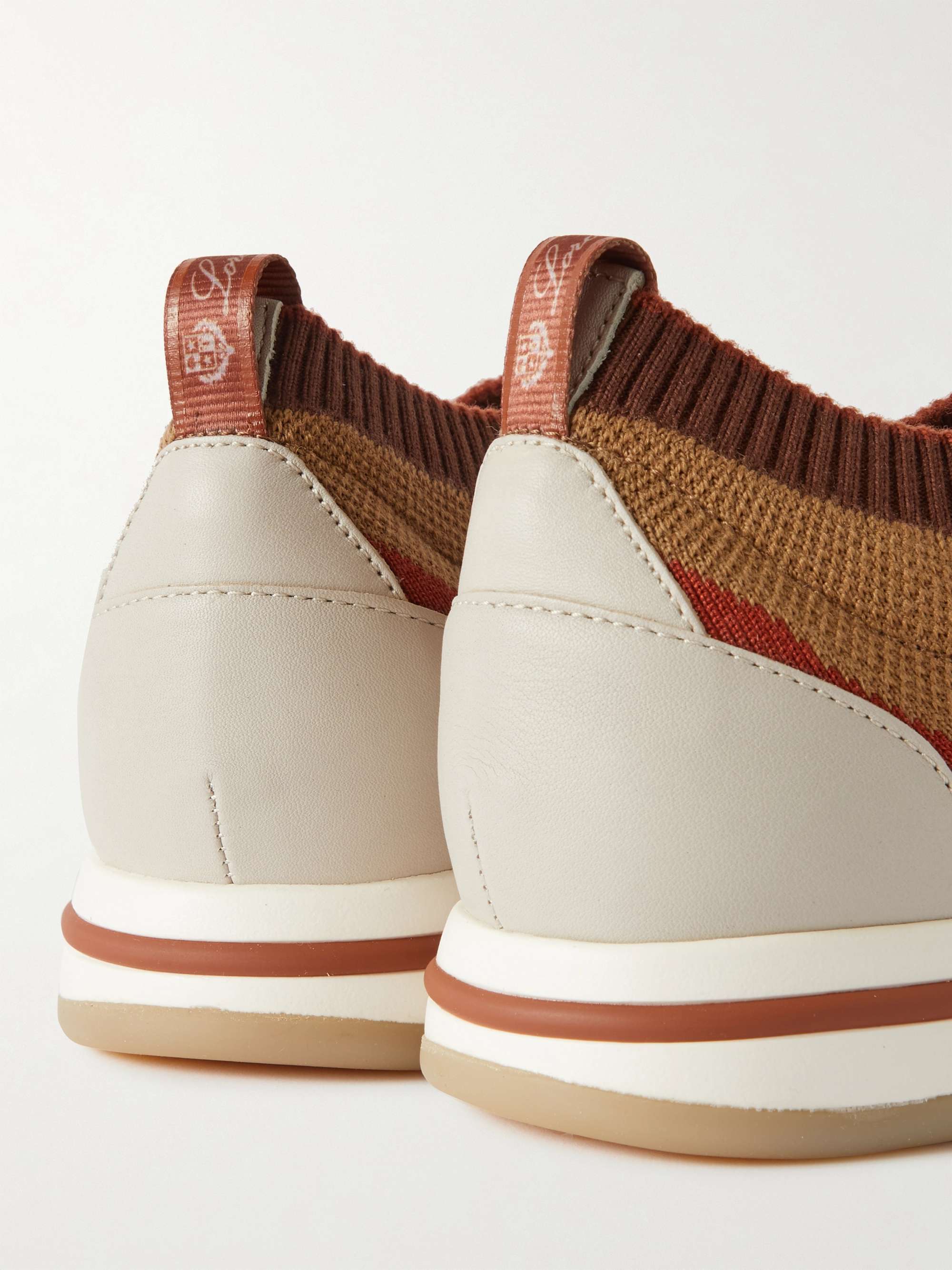 LORO PIANA 360 Flexy Walk Leather-Trimmed Knitted Wish® Silk Sneakers