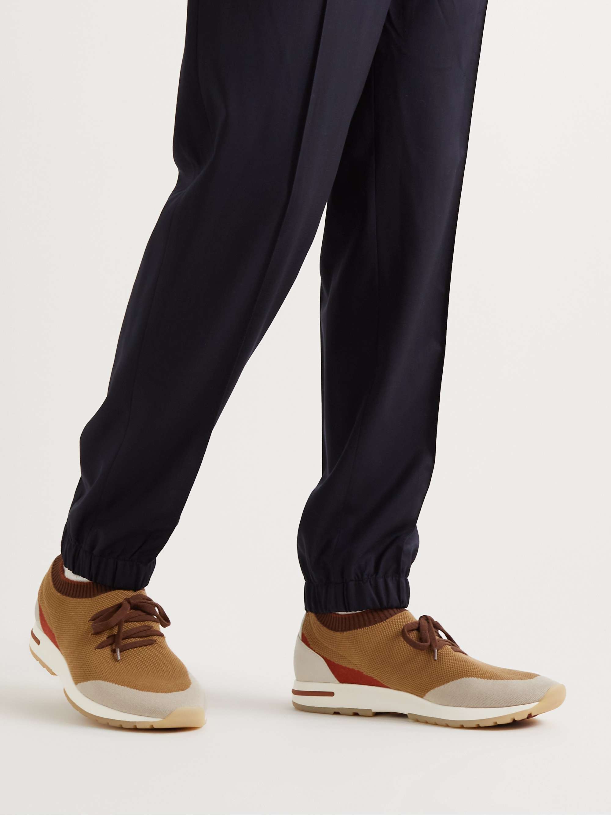 LORO PIANA 360 Flexy Walk Leather-Trimmed Knitted Wish® Silk Sneakers