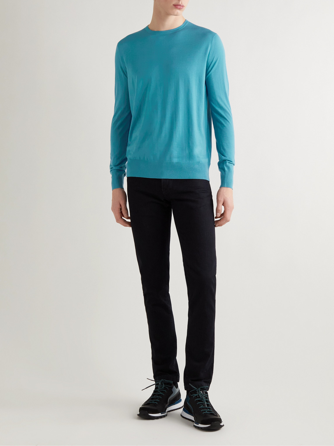 Shop Loro Piana Wish Virgin Wool Sweater In Blue