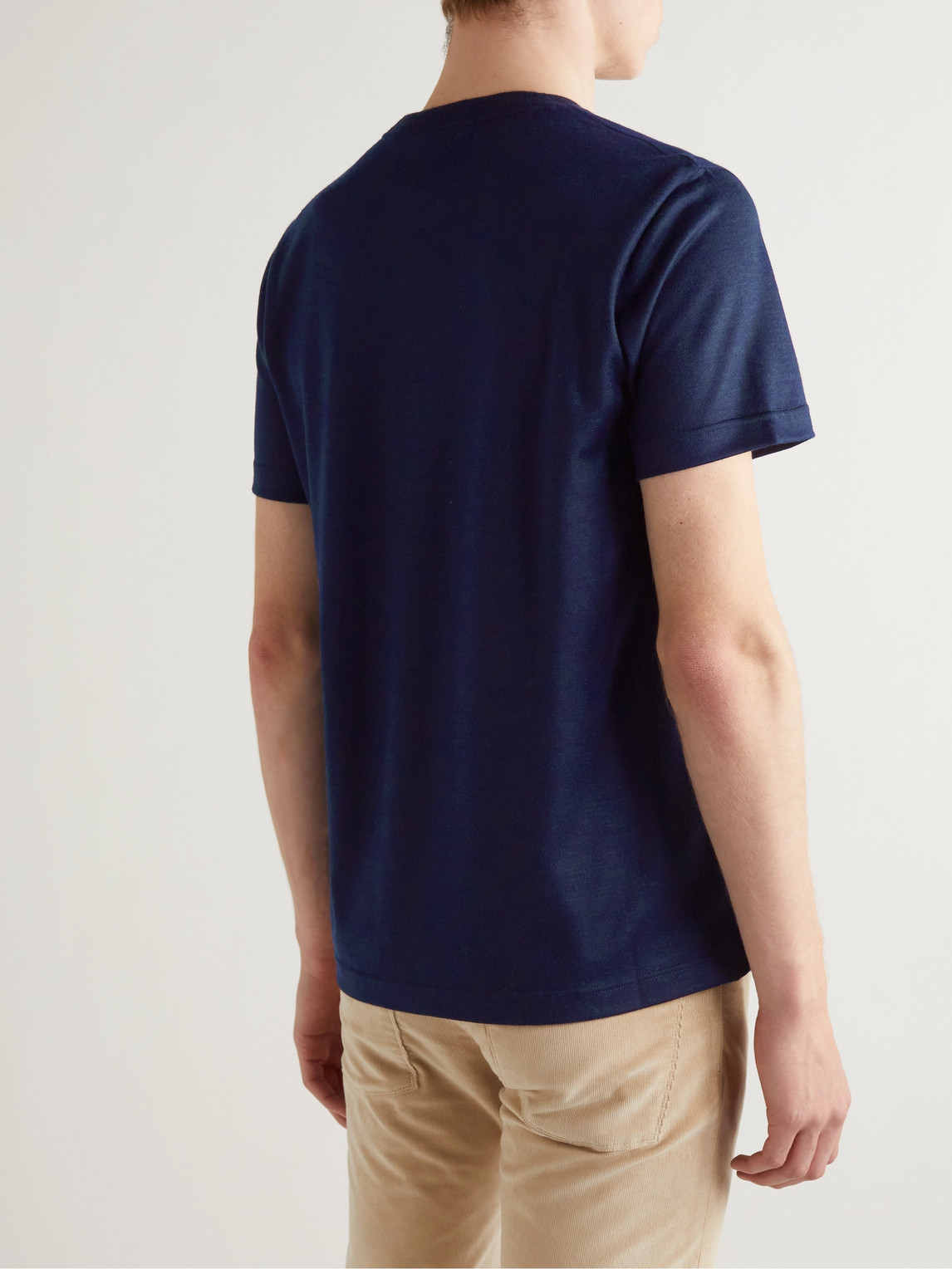 Shop Loro Piana Cashmere-piqué T-shirt In Blue