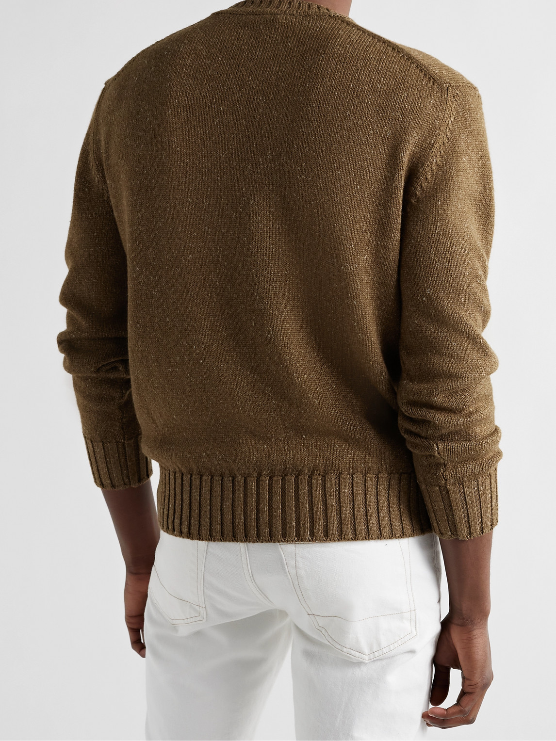 Shop Loro Piana Shorwell Silk, Cashmere And Linen-blend Sweater In Brown