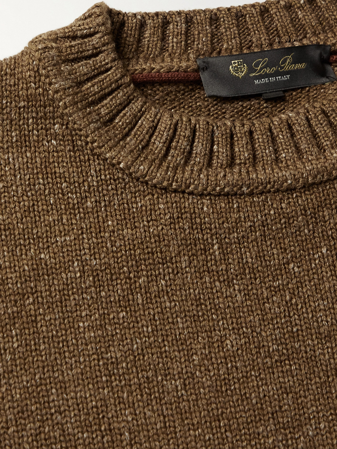 Shop Loro Piana Shorwell Silk, Cashmere And Linen-blend Sweater In Brown