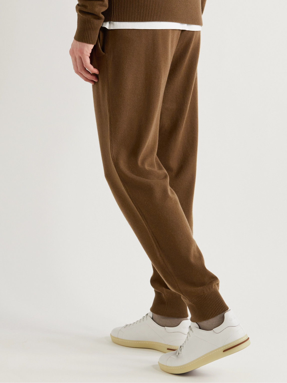 Shop Loro Piana Tapered Cashmere Sweatpants In Brown