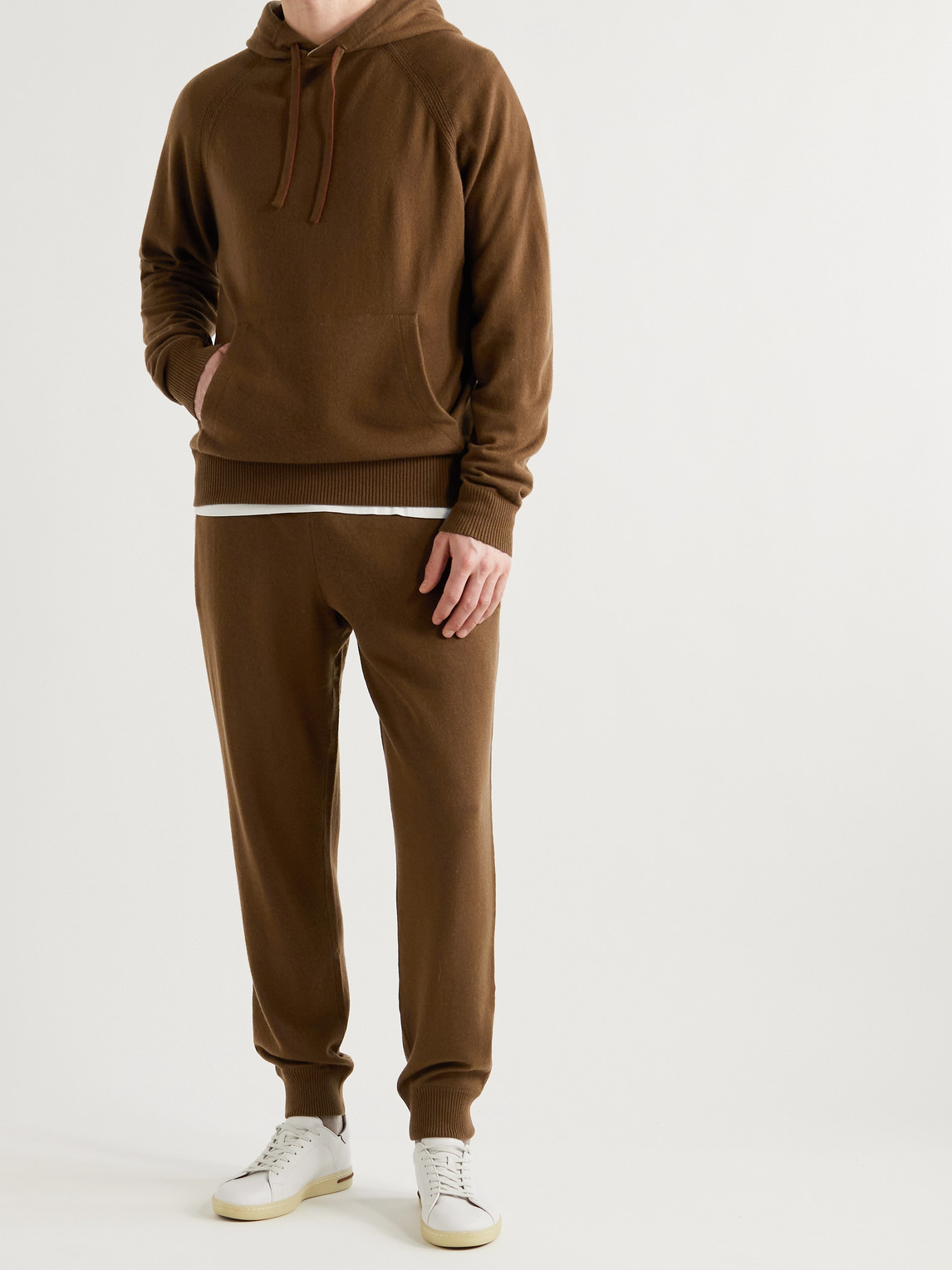Shop Loro Piana Tapered Cashmere Sweatpants In Brown