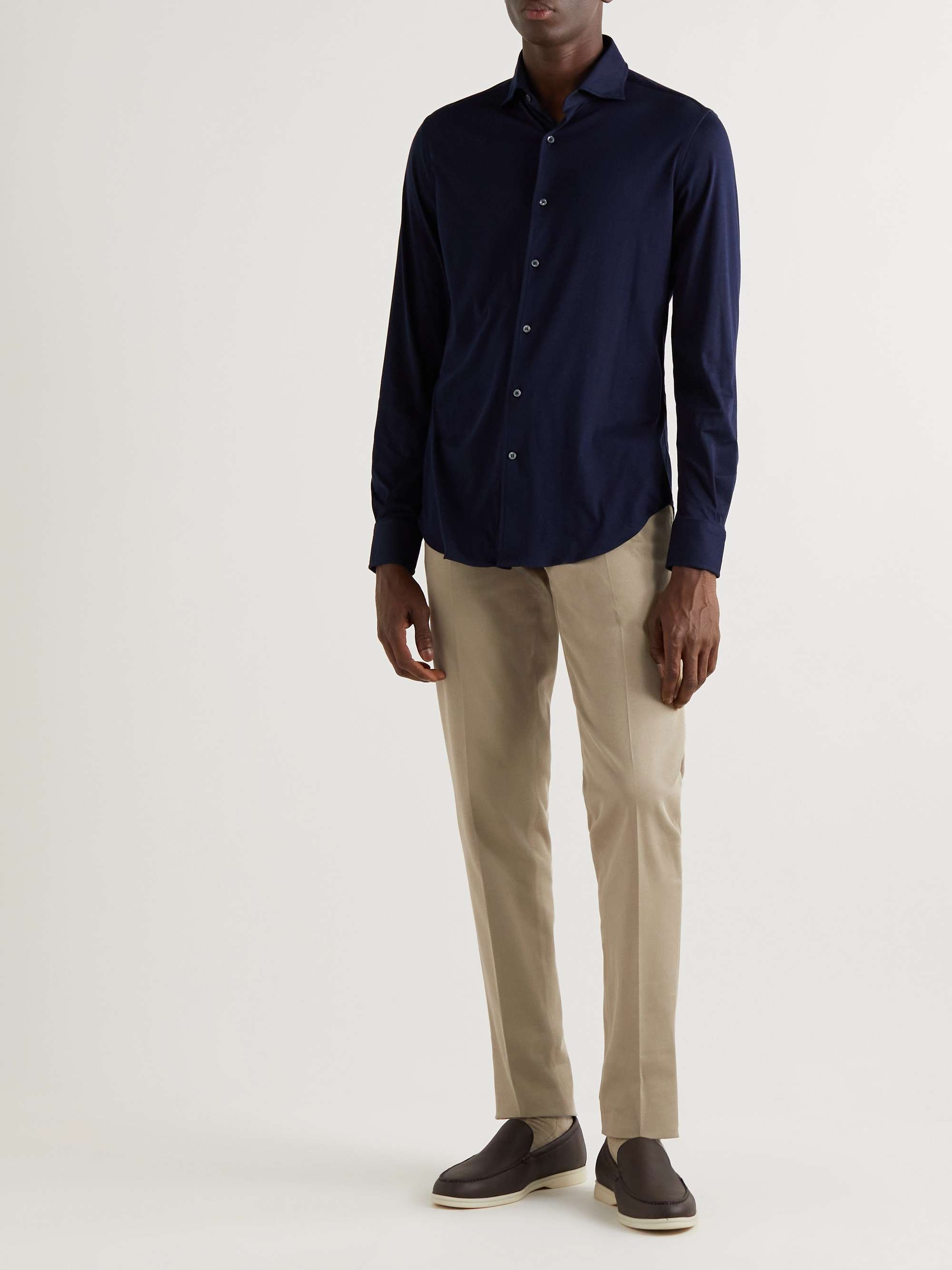 LORO PIANA Slim-Fit Tapered Stretch-Cotton Twill Trousers
