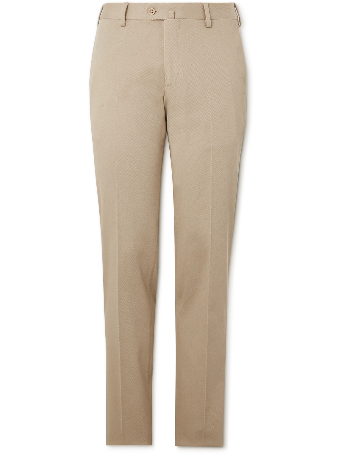 Loro Piana Slim-fit Tapered Stretch-cotton Twill Trousers In Neutrals